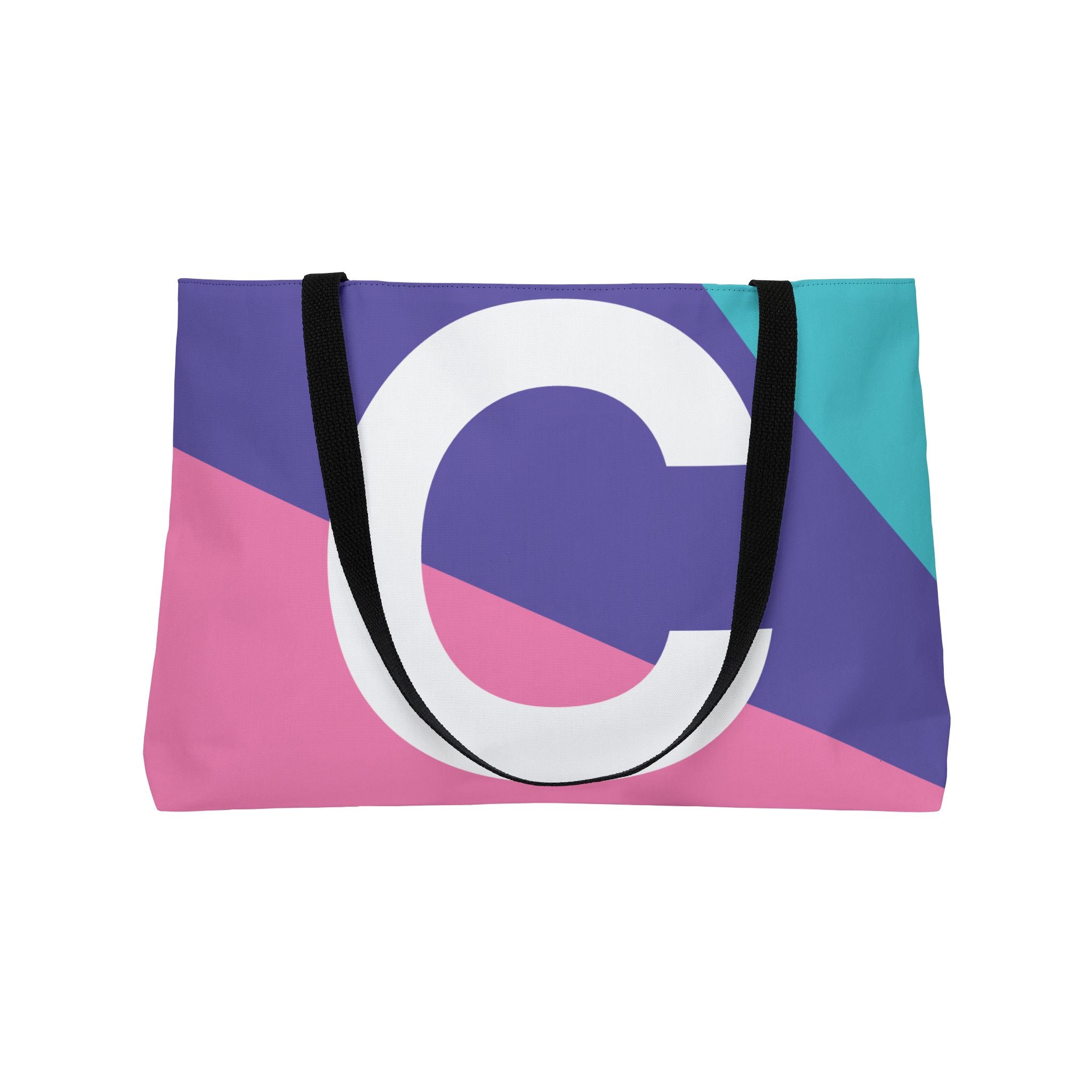 Personalized 'C' Colorblock Tote Bag — Monogram Weekender Tote