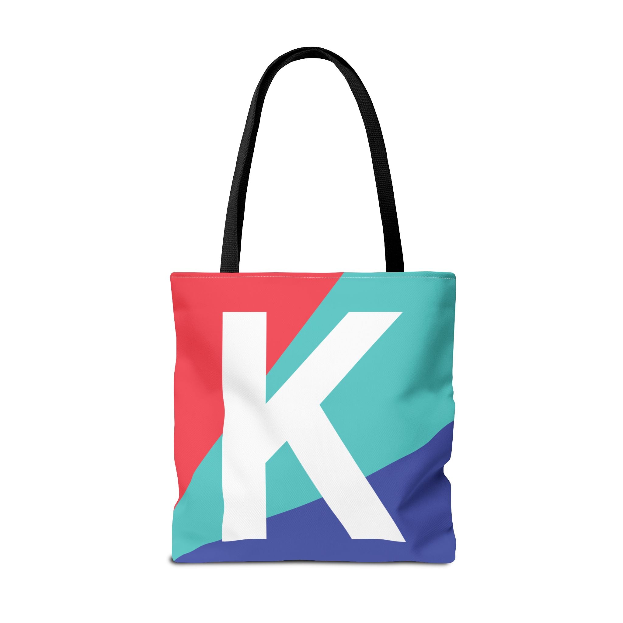 Monogram 'K' Colorblock Tote Bag — Personalized Initial K Shoulder Tote