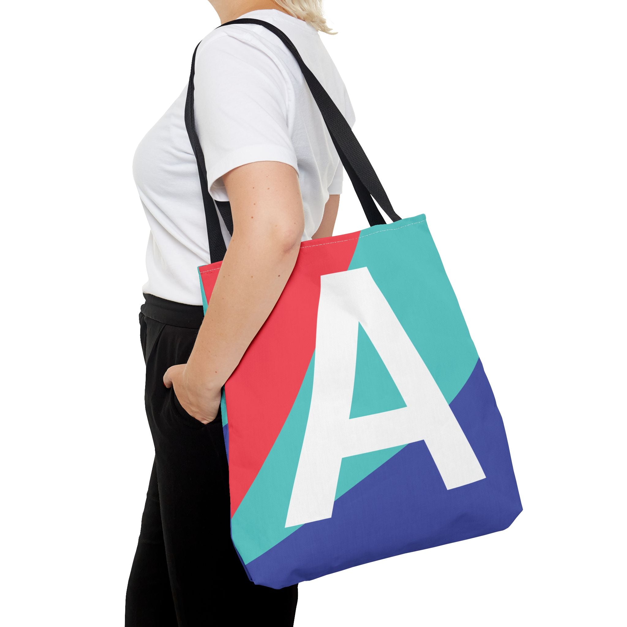 Monogram 'A' Colorblock Tote Bag — Personalized Initial A Shoulder Tote