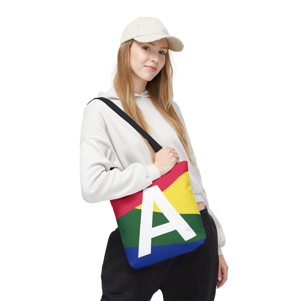 Monogram 'A' Colorblock Tote Bag — Personalized Initial A Shoulder Tote