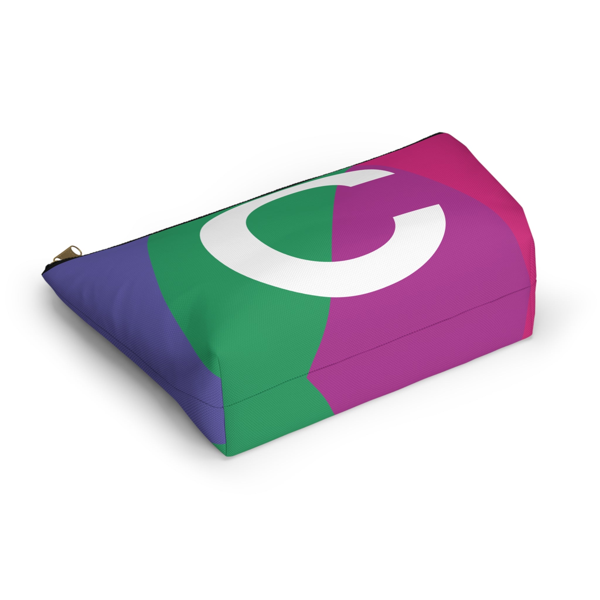 Initials Colorblock Accessory Pouch — Monogram C T-Bottom Cosmetic Bag