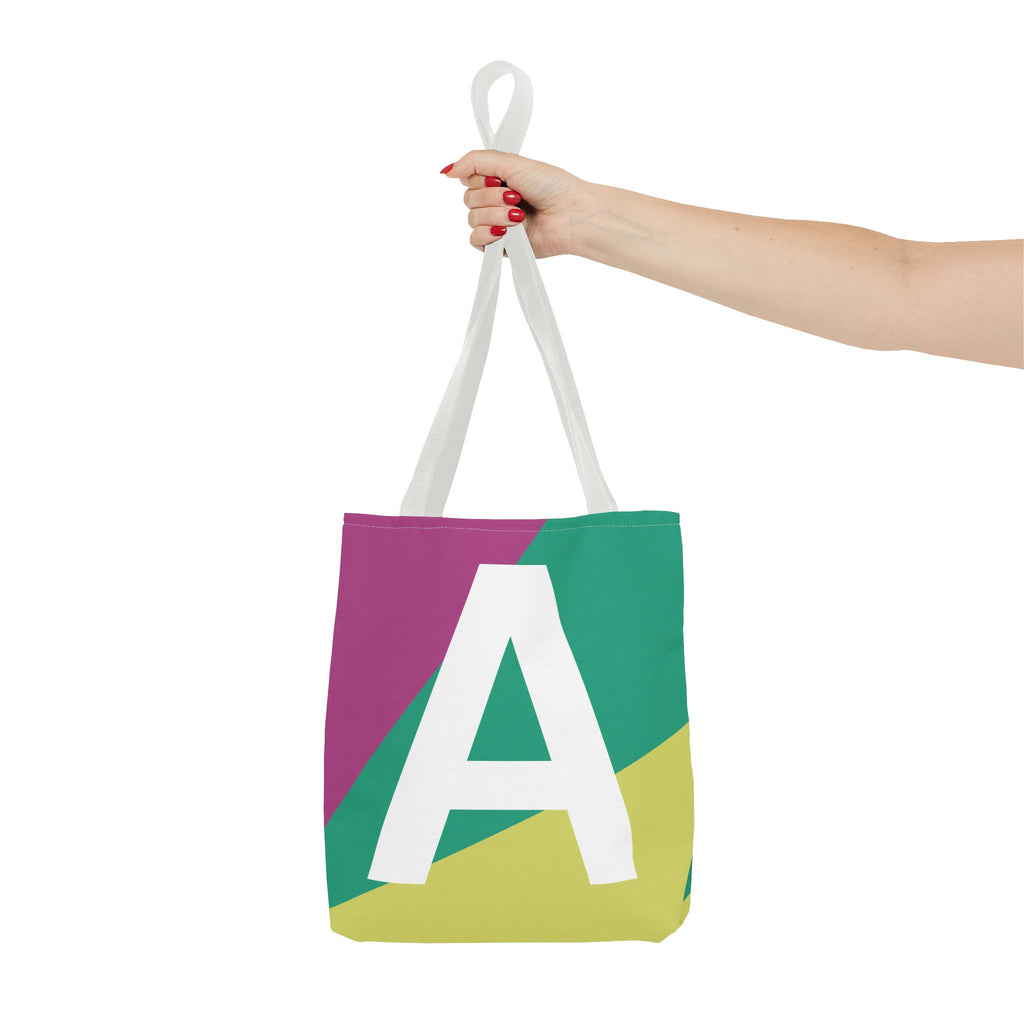 Monogram 'A' Colorblock Tote Bag — Personalized Initial A Shoulder Tote