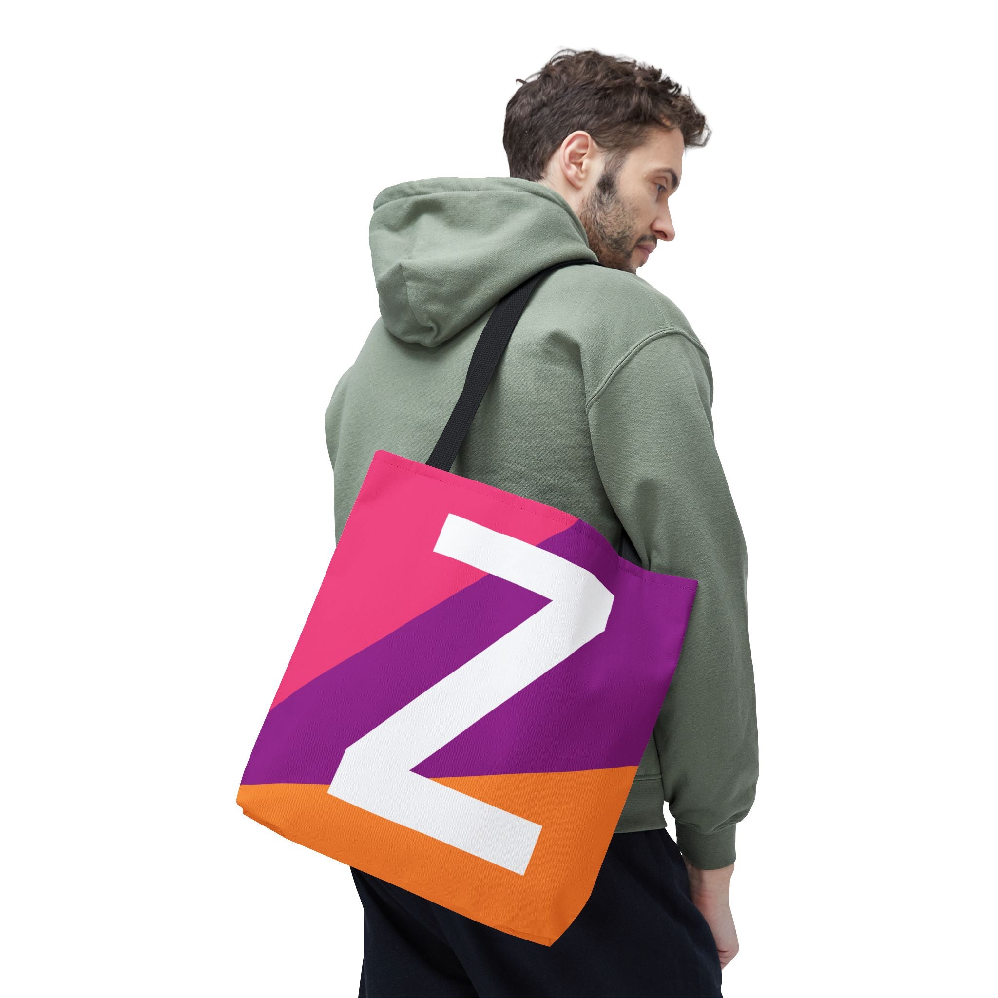 Monogram 'Z' Colorblock Tote Bag — Personalized Initial Z Shoulder Tote