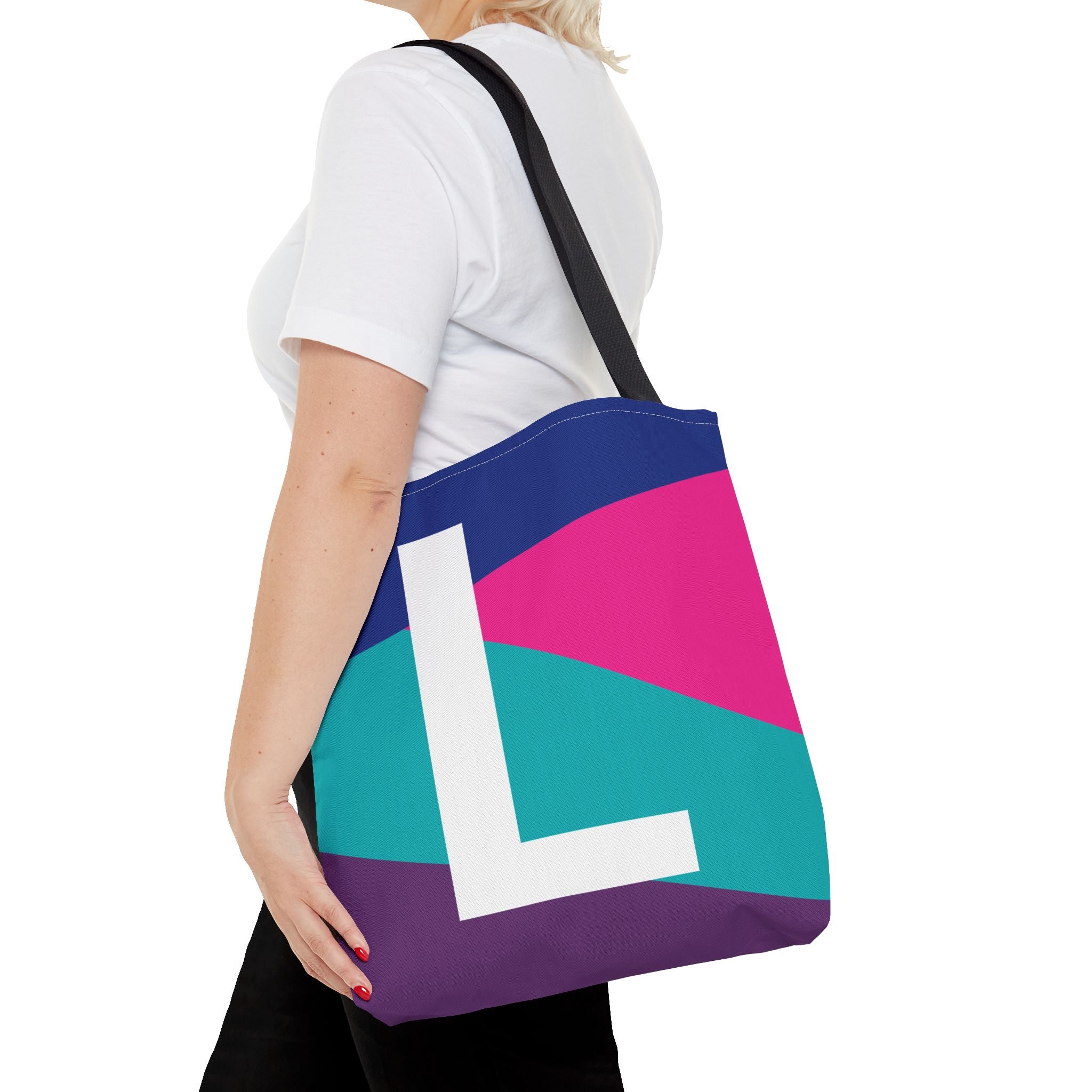 Monogram 'L' Colorblock Tote Bag — Personalized Initial L Shoulder Tote