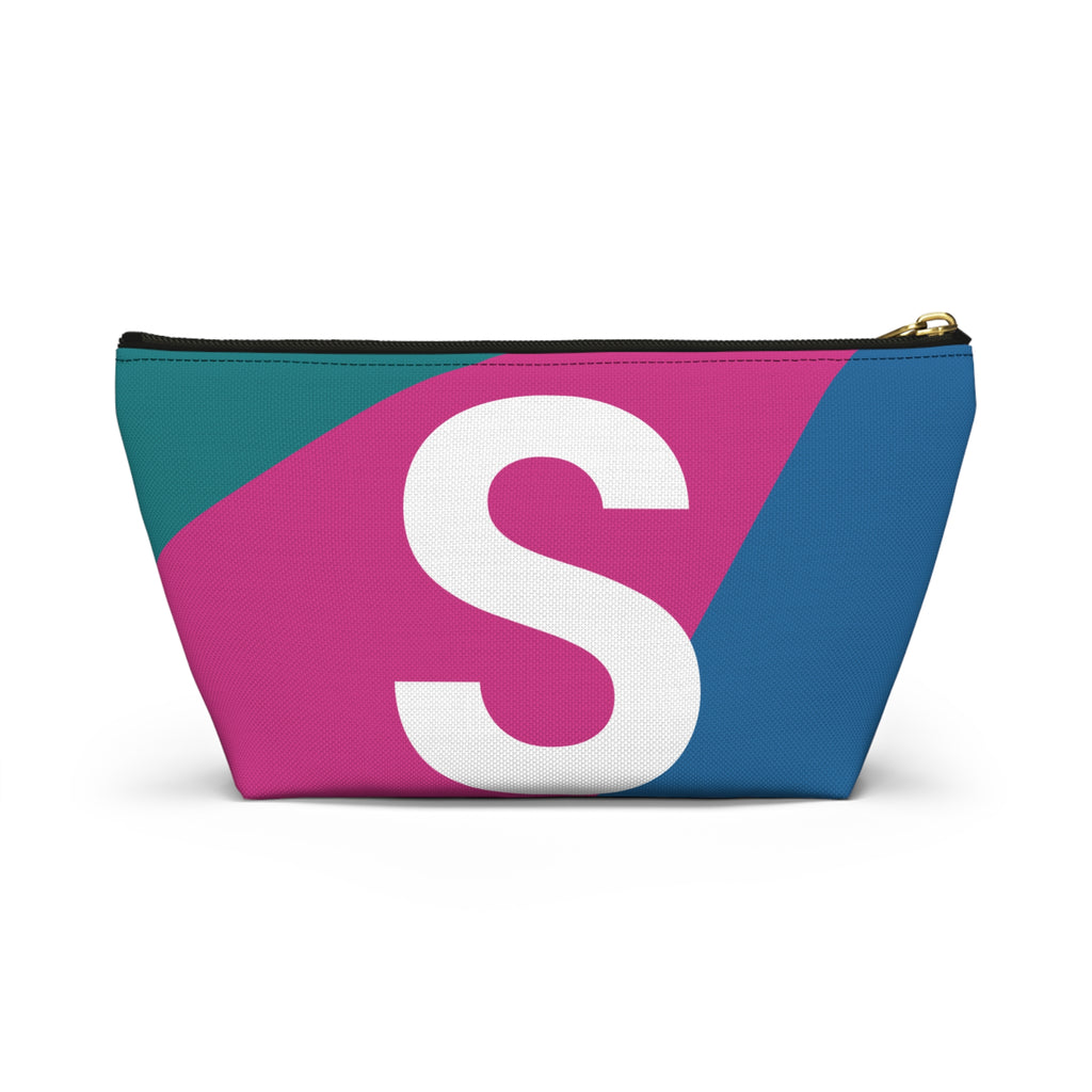 Initials Colorblock Accessory Pouch — Monogram S T-Bottom Cosmetic Bag