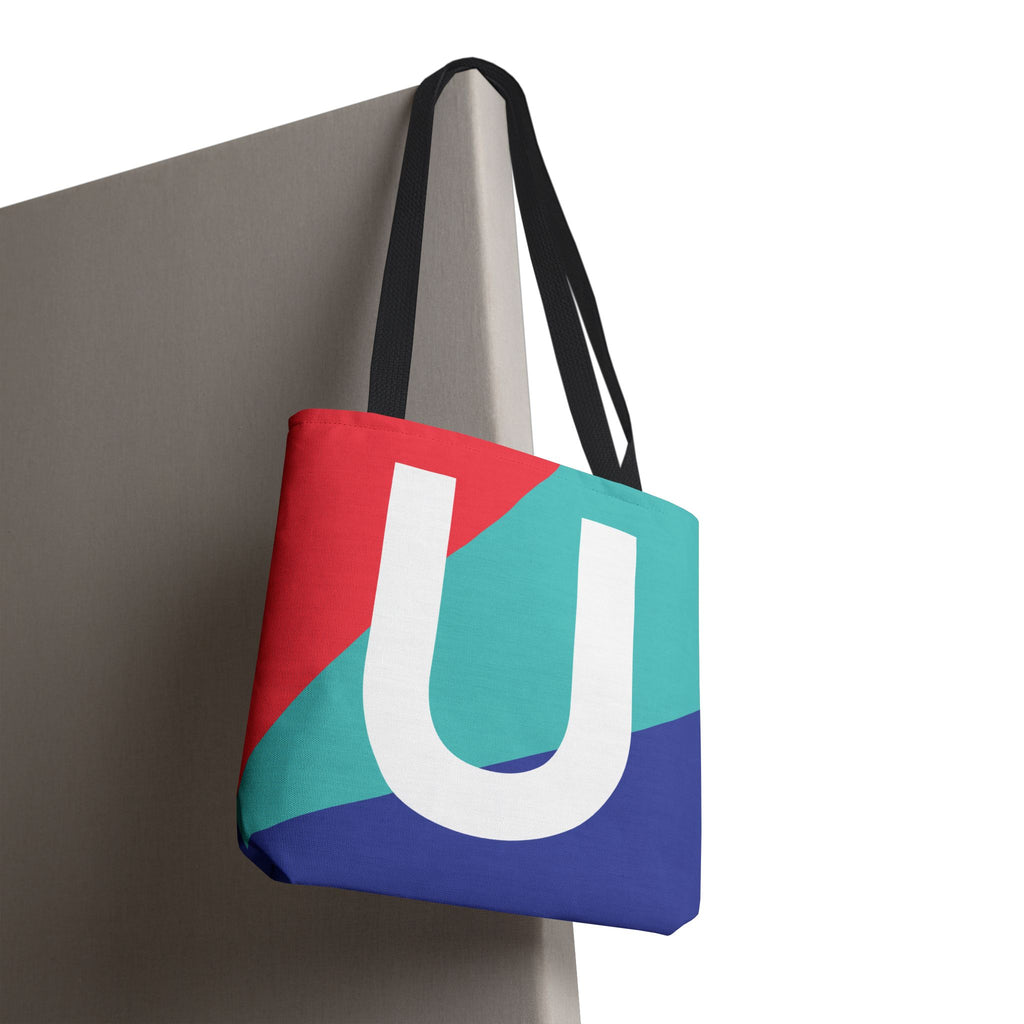Monogram 'U' Colorblock Tote Bag — Personalized Initial U Shoulder Tote