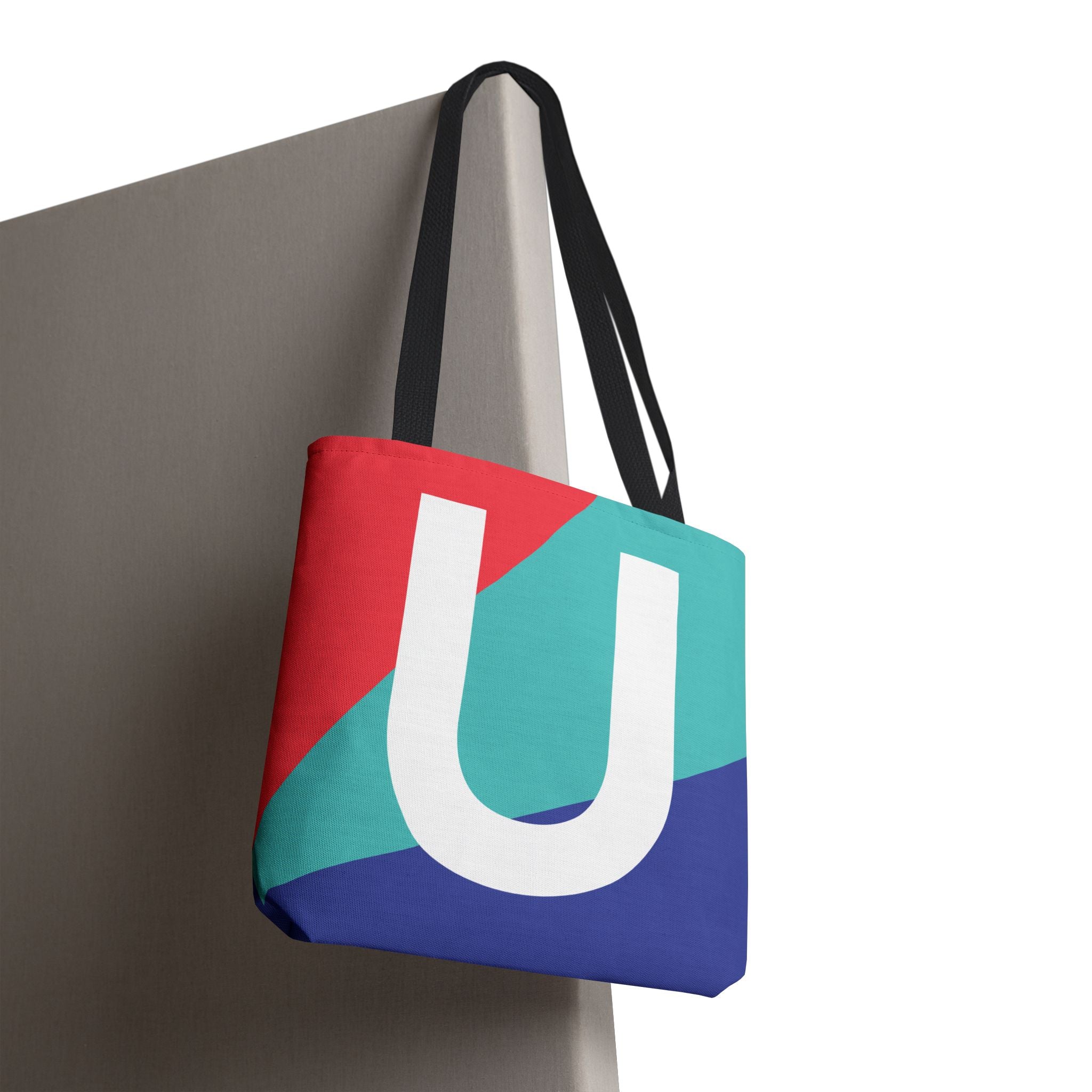 Monogram 'U' Colorblock Tote Bag — Personalized Initial U Shoulder Tote