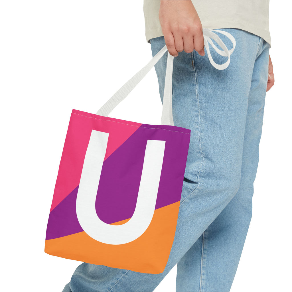 Monogram 'U' Colorblock Tote Bag — Personalized Initial U Shoulder Tote