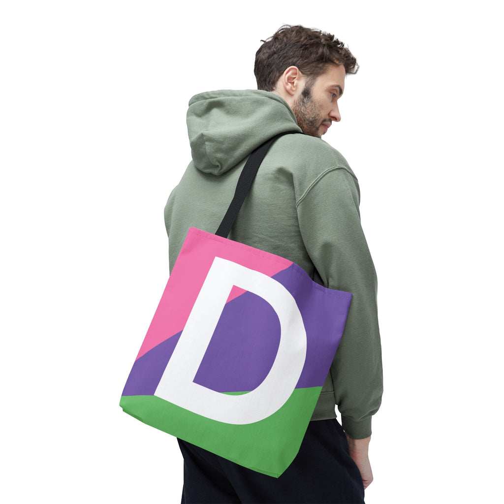 Monogram 'D' Colorblock Tote Bag — Personalized Initial D Shoulder Tote