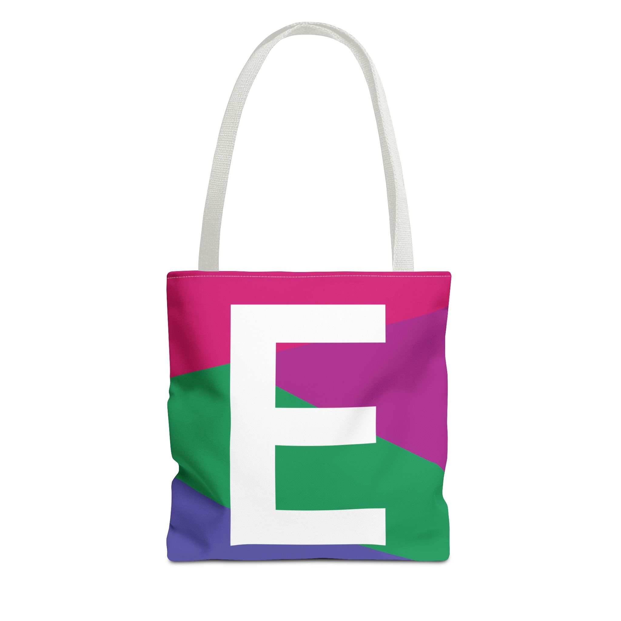 Monogram 'E' Colorblock Tote Bag — Personalized Initial E Shoulder Tote