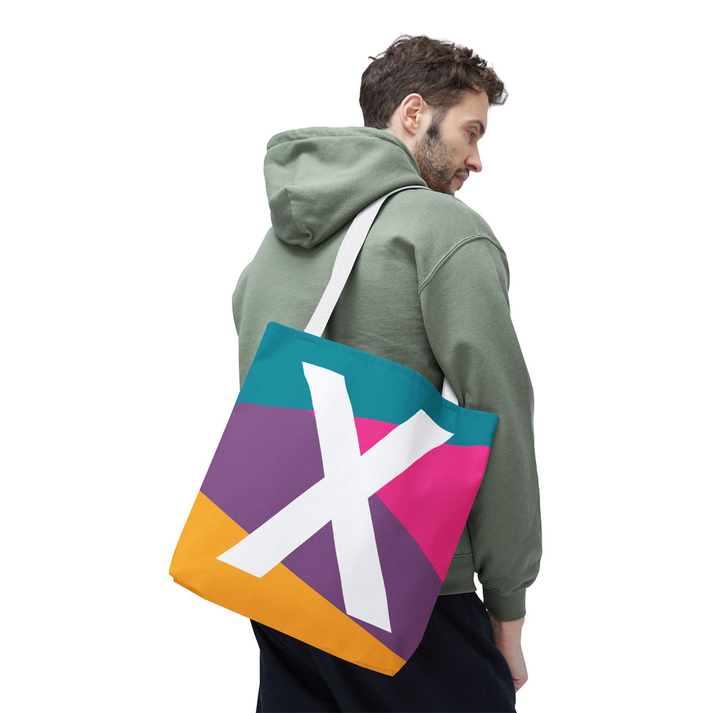 Monogram 'X' Colorblock Tote Bag — Personalized Initial X Shoulder Tote