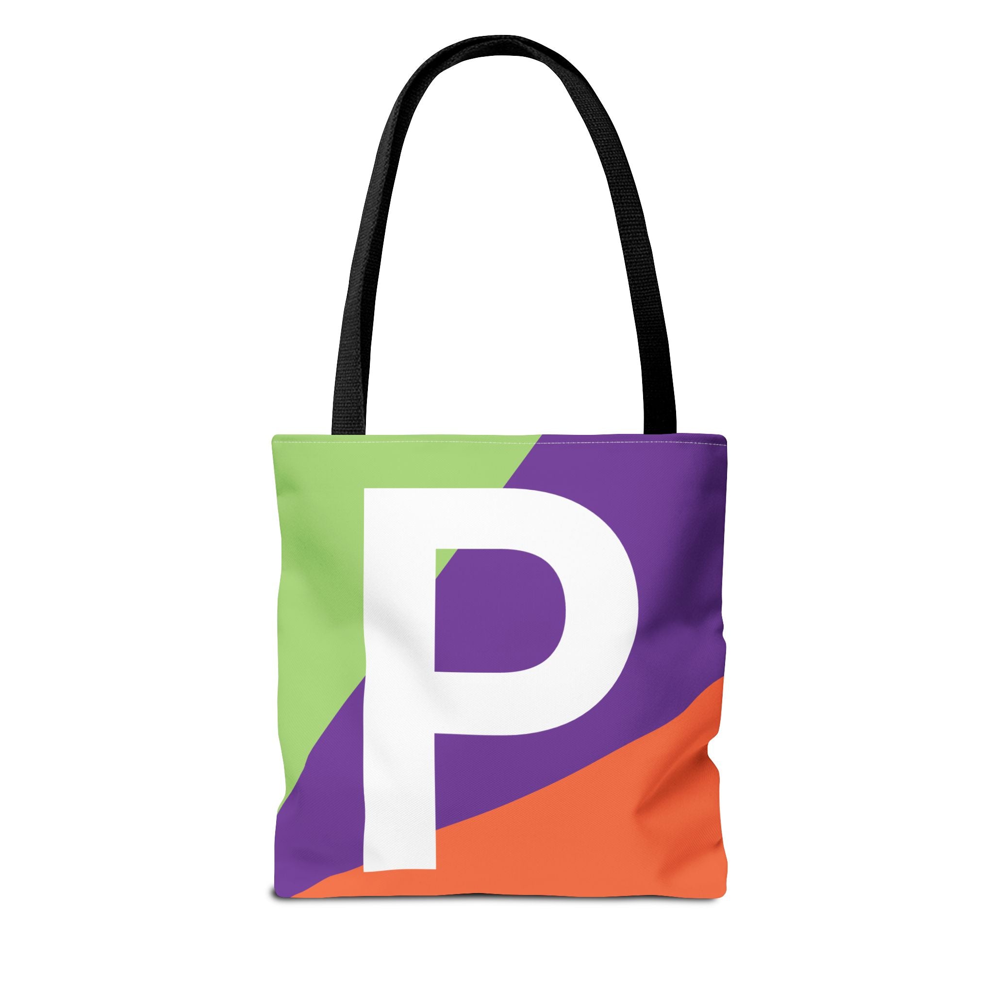 Monogram 'P' Colorblock Tote Bag — Personalized Initial P Shoulder Tote