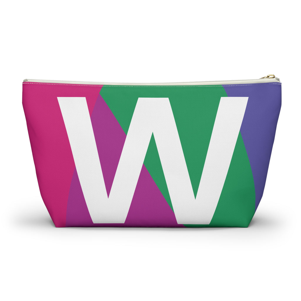 Initials Colorblock Accessory Pouch — Monogram W T-Bottom Cosmetic Bag