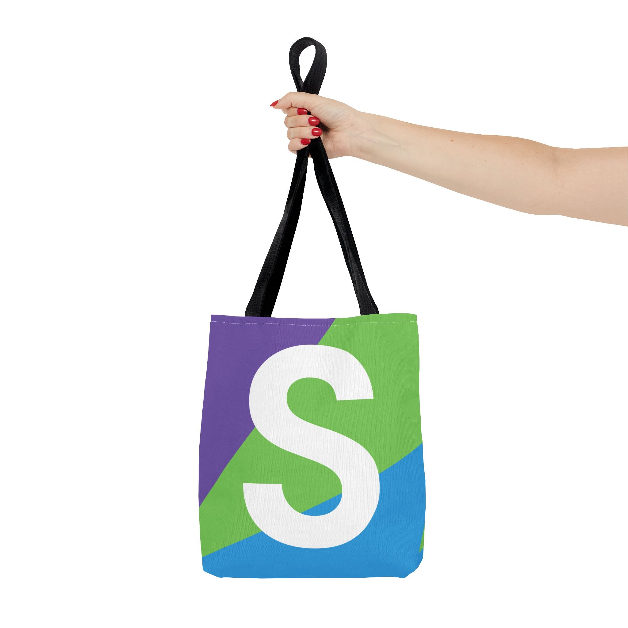 Monogram 'S' Colorblock Tote Bag — Personalized Initial S Shoulder Tote