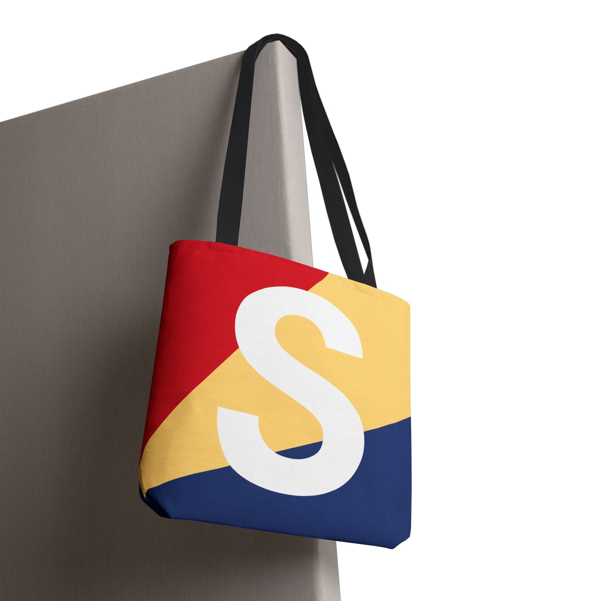 Monogram 'S' Colorblock Tote Bag — Personalized Initial S Shoulder Tote