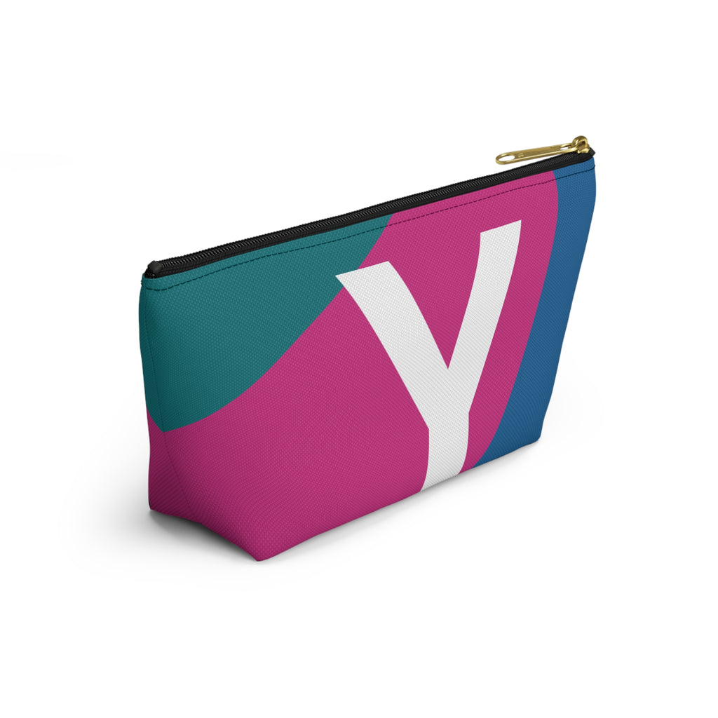 Initials Colorblock Accessory Pouch — Monogram Y T-Bottom Cosmetic Bag