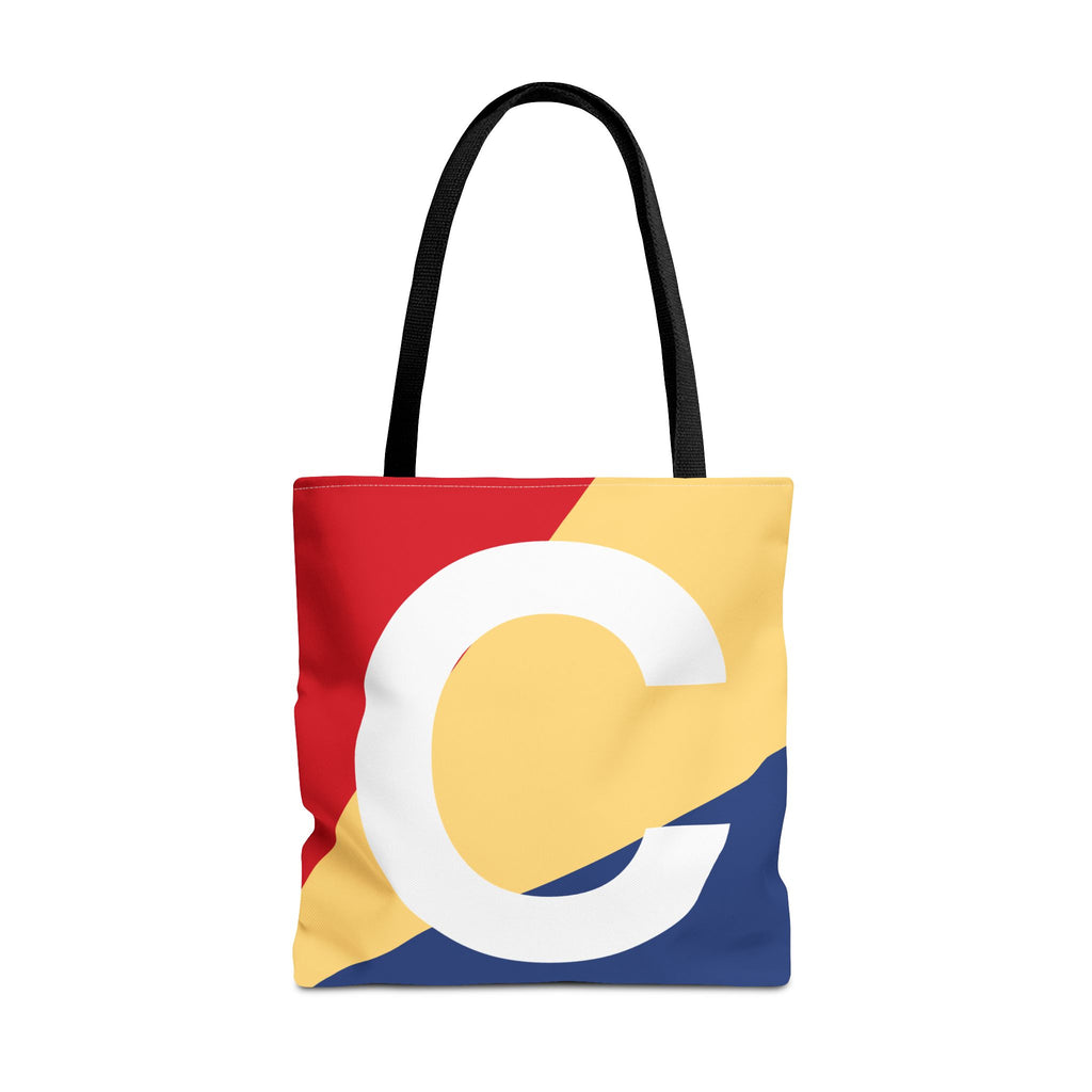 Monogram 'C' Colorblock Tote Bag — Personalized Initial C Shoulder Tote