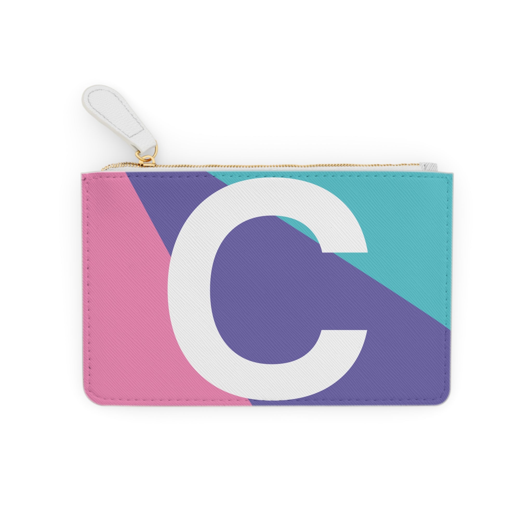Initial C Mini Clutch — Colorblock Monogram Wristlet Wallet