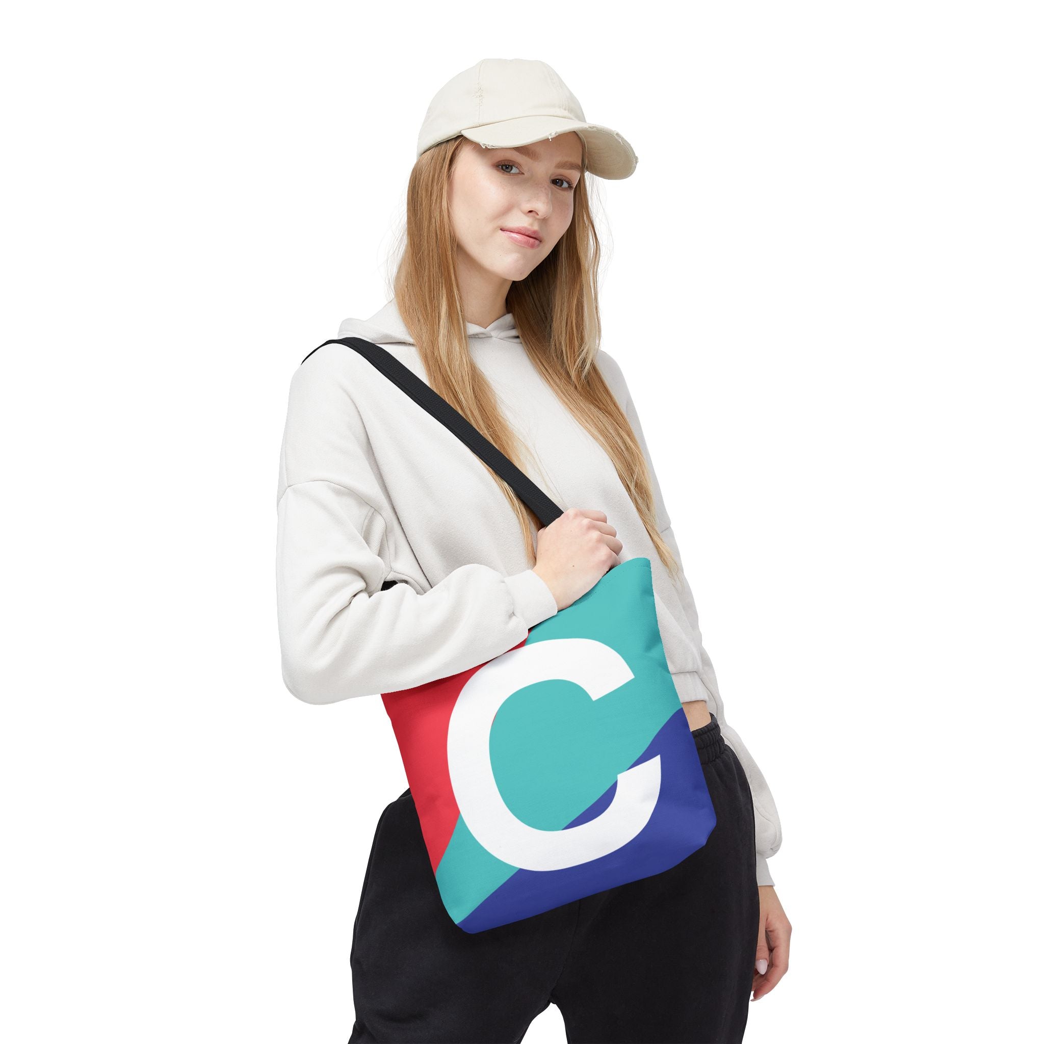 Monogram 'C' Colorblock Tote Bag — Personalized Initial C Shoulder Tote