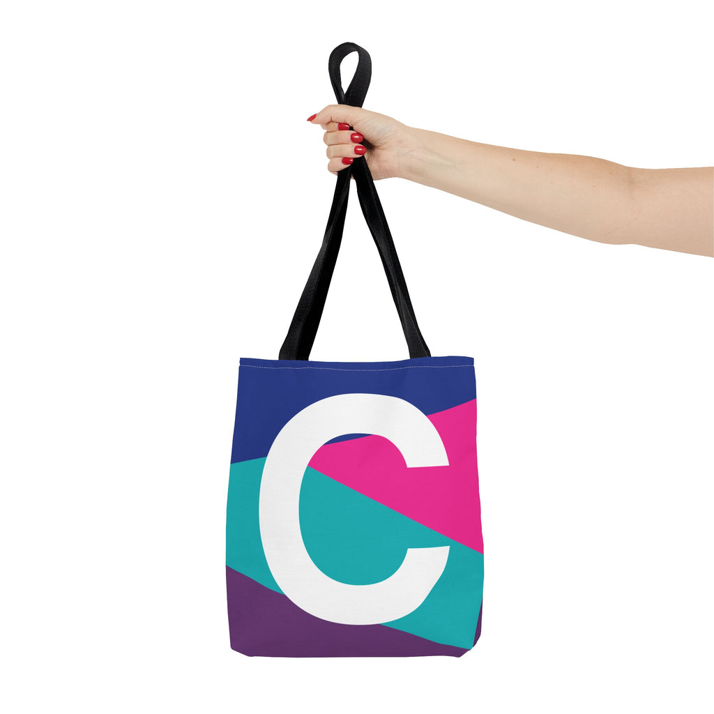 Monogram 'C' Colorblock Tote Bag — Personalized Initial C Shoulder Tote