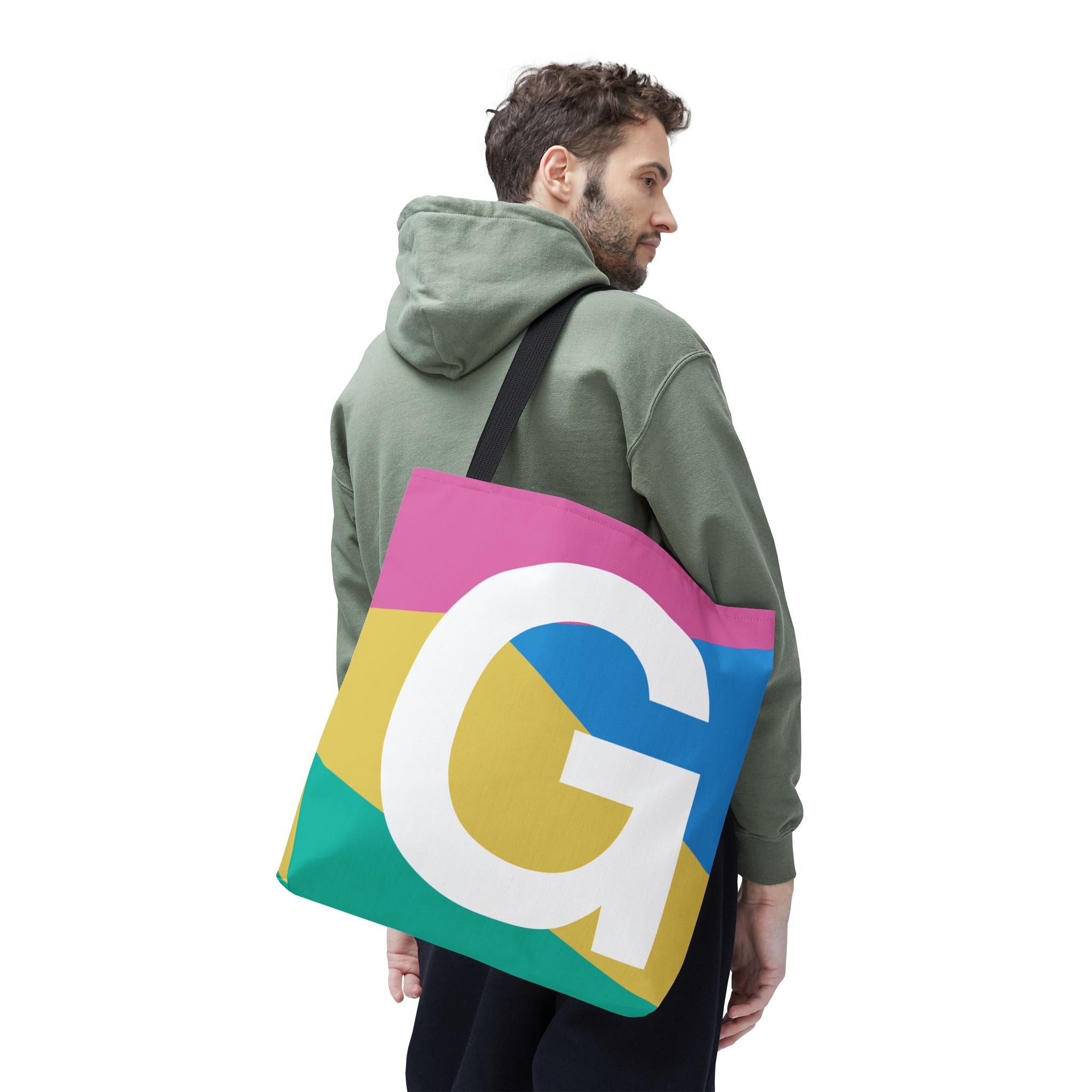 Monogram 'G' Colorblock Tote Bag — Personalized Initial G Shoulder Tote