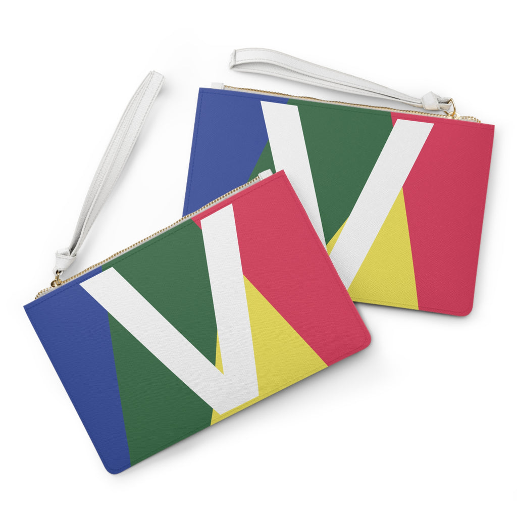 Monogram 'V' Colorblock Clutch Bag — Bold Geometric Wristlet for Everyday & Gifts
