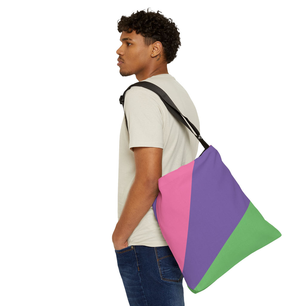 Colorblock Geometric Tote Bag — Adjustable Strap, Bright Abstract Pattern