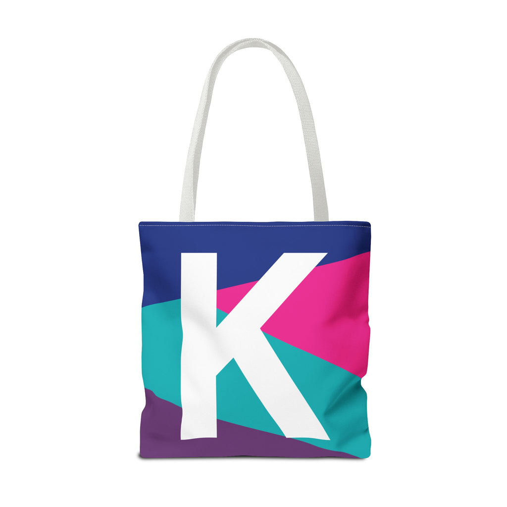Monogram 'K' Colorblock Tote Bag — Personalized Initial K Shoulder Tote