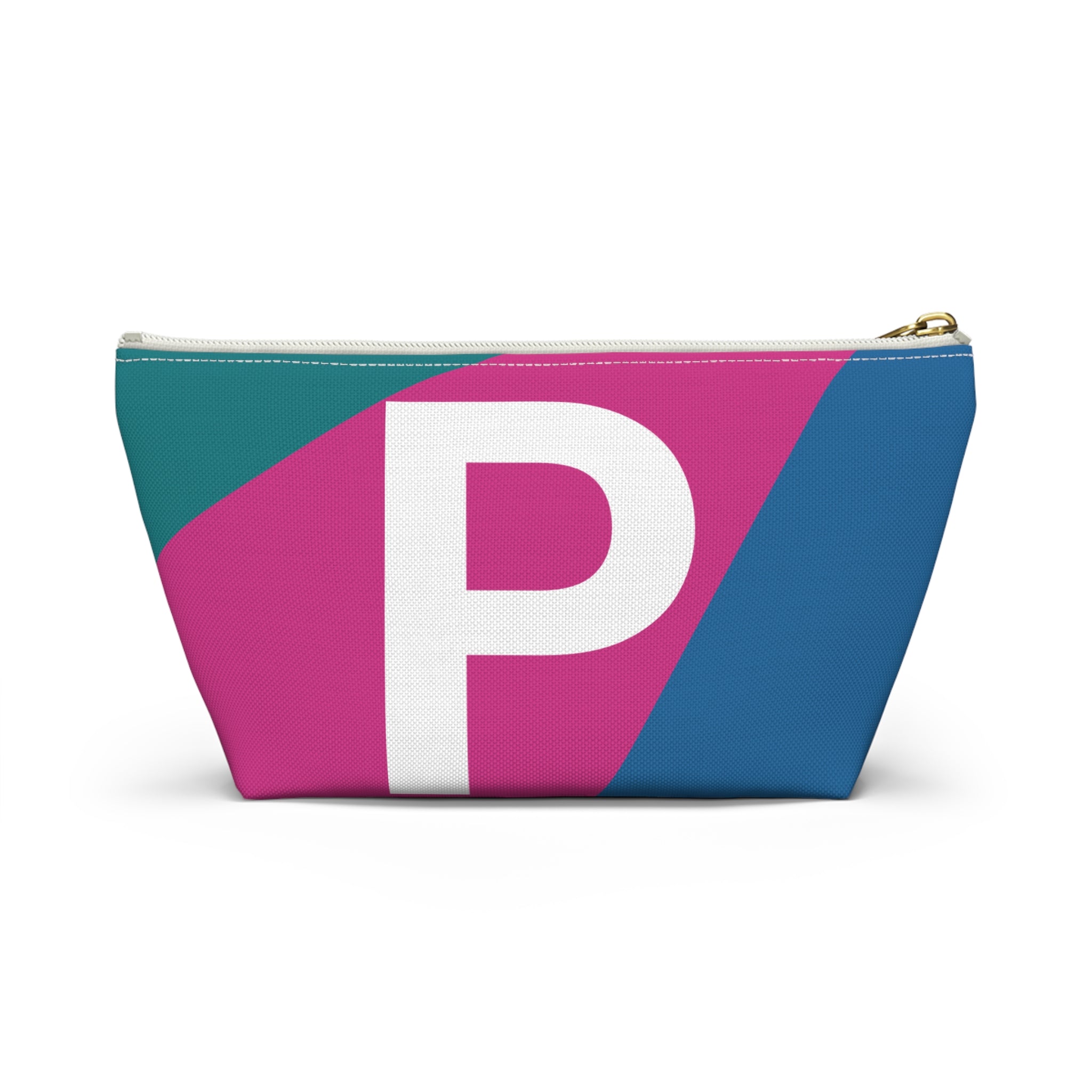 Initials Colorblock Accessory Pouch — Monogram P T-Bottom Cosmetic Bag