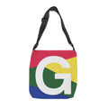 Initial Letter 'G' Colorblock Adjustable Tote Bag — Monogram Alphabet Shoulder Bag