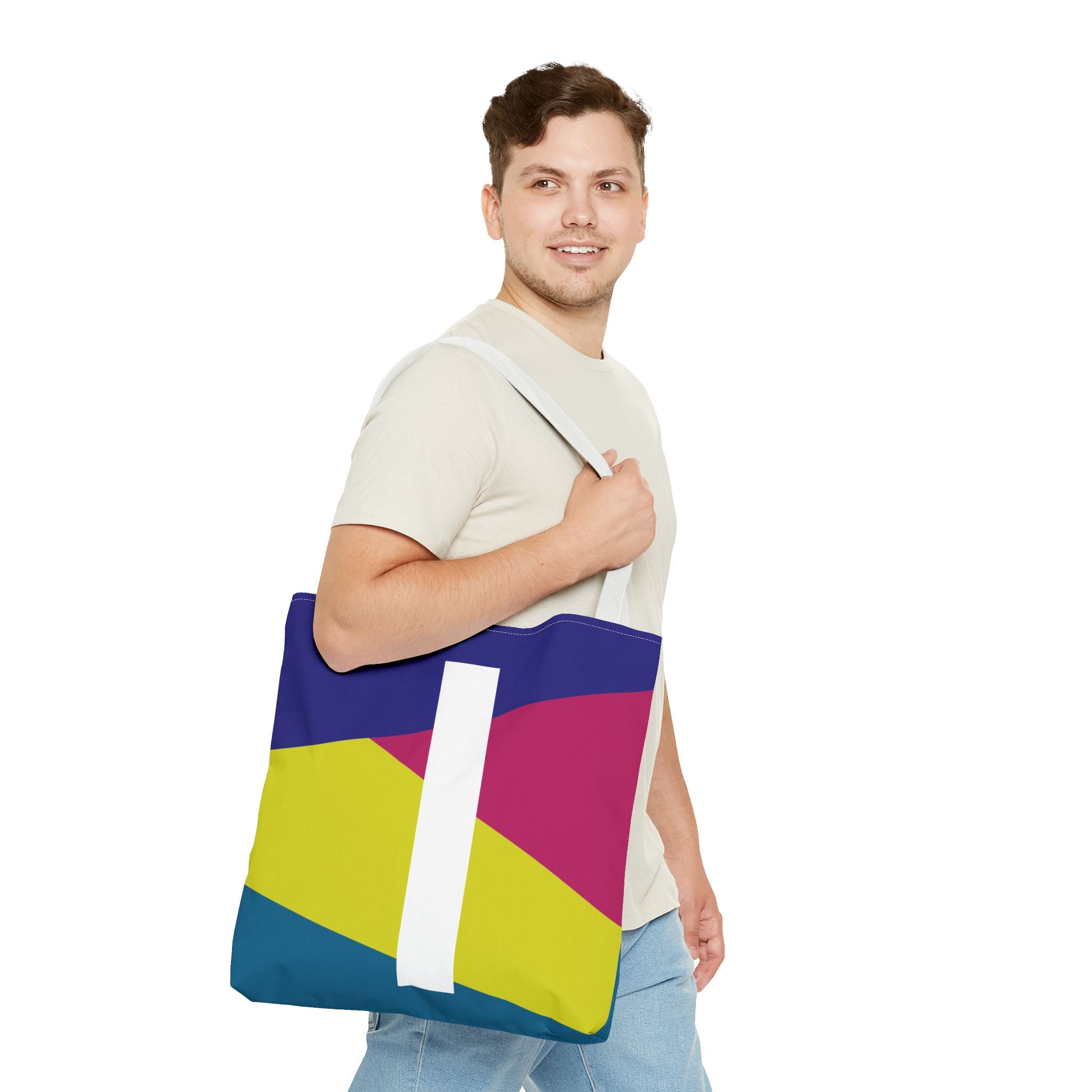 Monogram 'I' Colorblock Tote Bag — Personalized Initial I Shoulder Tote