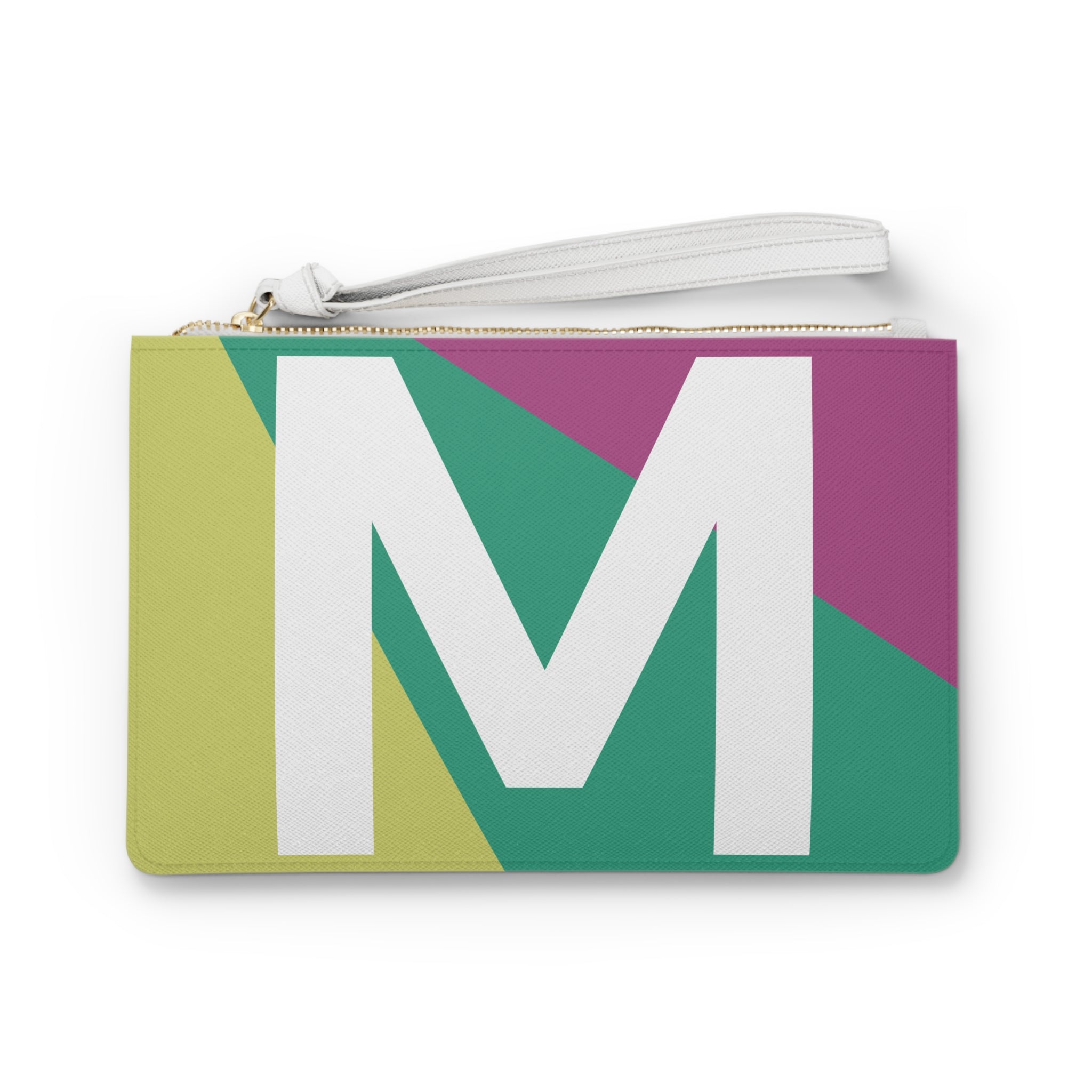 Monogram 'M' Colorblock Clutch Bag — Bold Geometric Wristlet for Everyday & Gifts