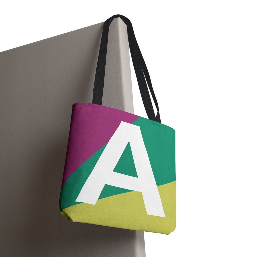Monogram 'A' Colorblock Tote Bag — Personalized Initial A Shoulder Tote