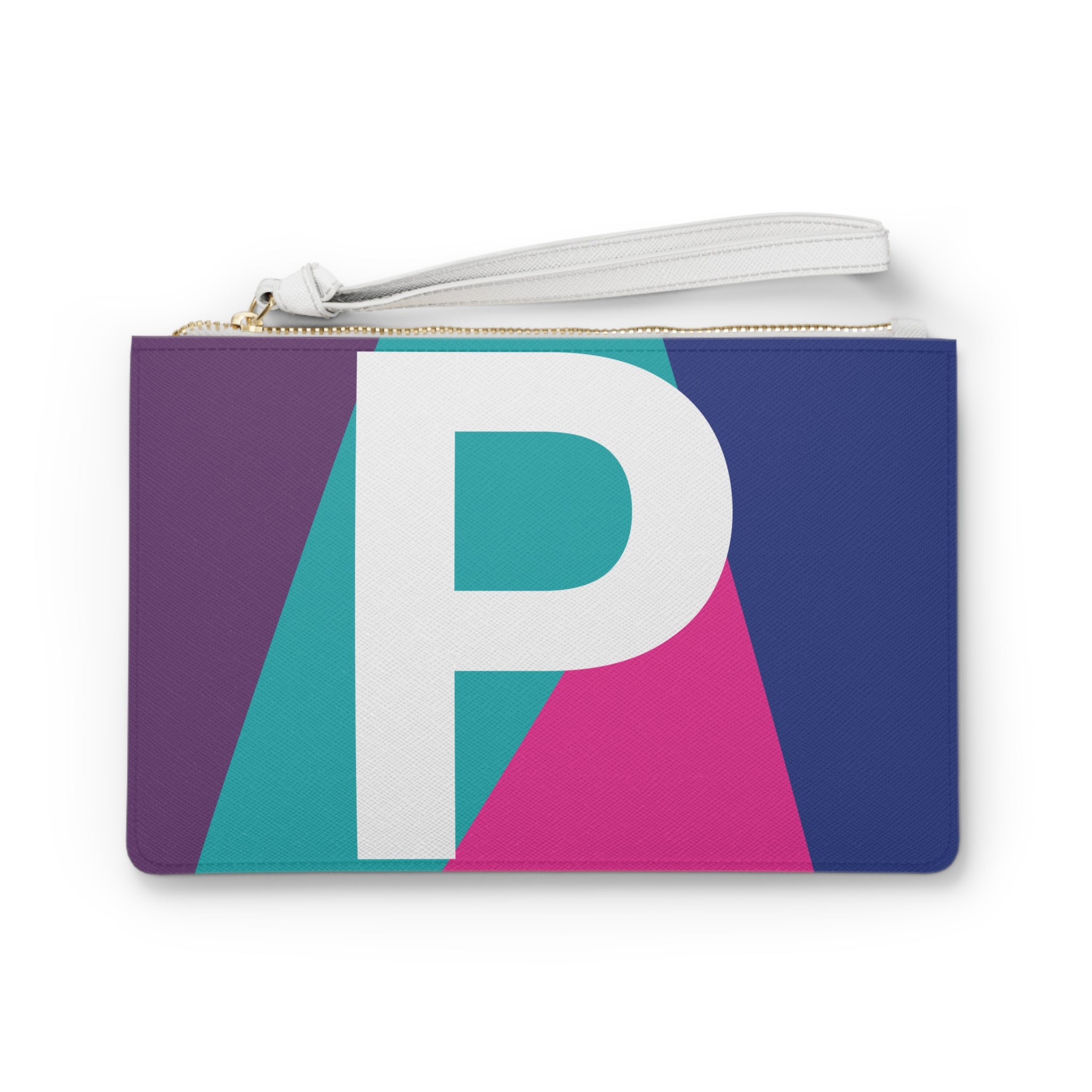 Monogram 'P' Colorblock Clutch Bag — Bold Geometric Wristlet for Everyday & Gifts