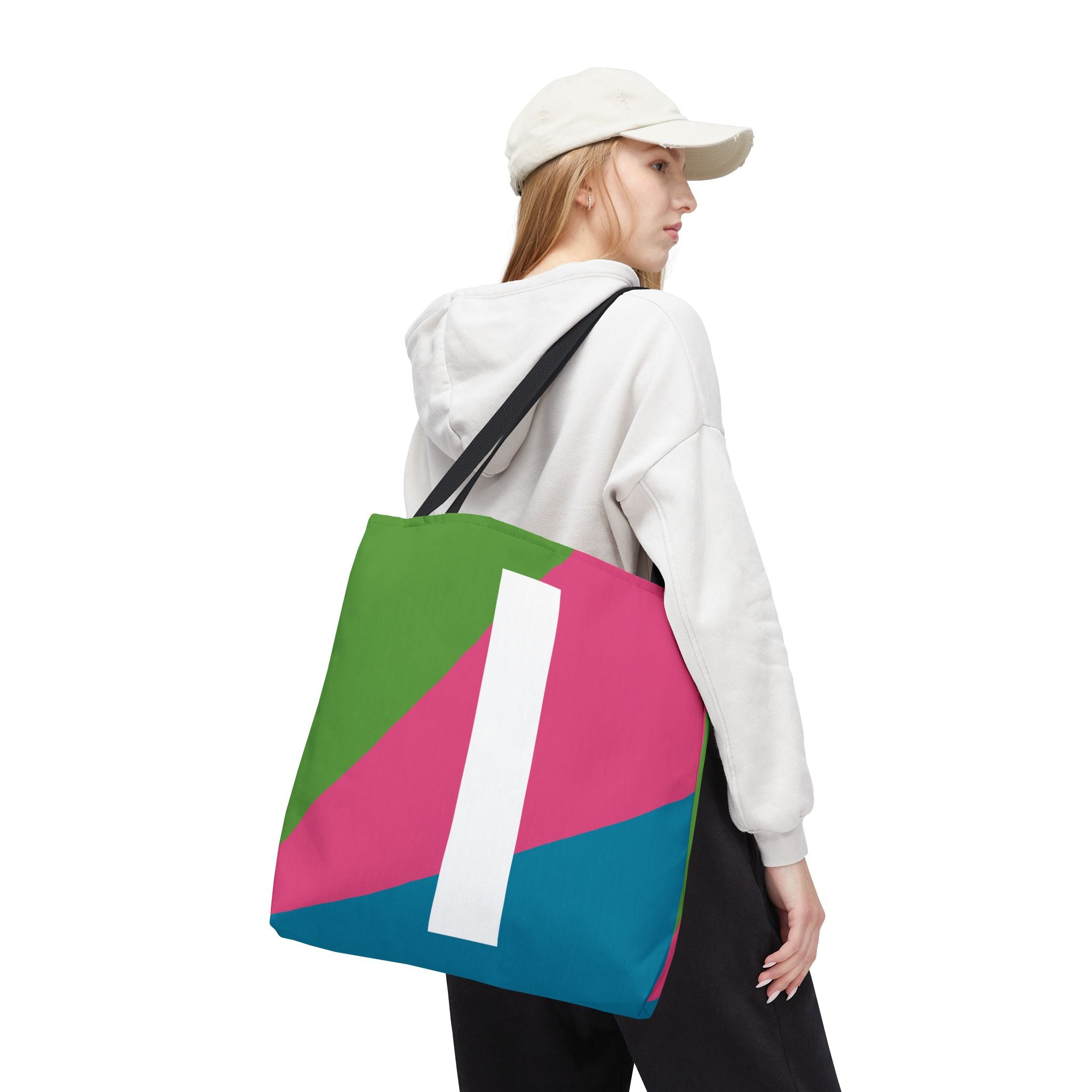 Monogram 'I' Colorblock Tote Bag — Personalized Initial I Shoulder Tote
