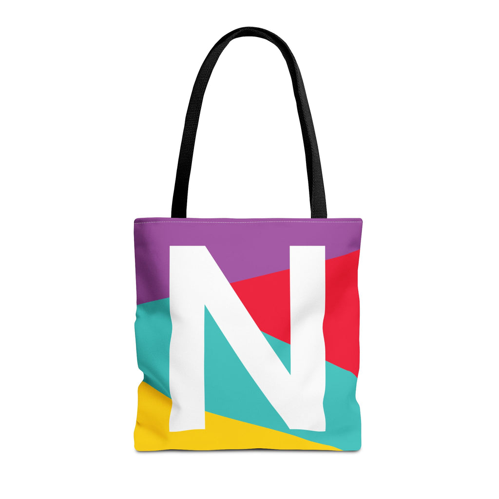 Monogram 'N' Colorblock Tote Bag — Personalized Initial N Shoulder Tote