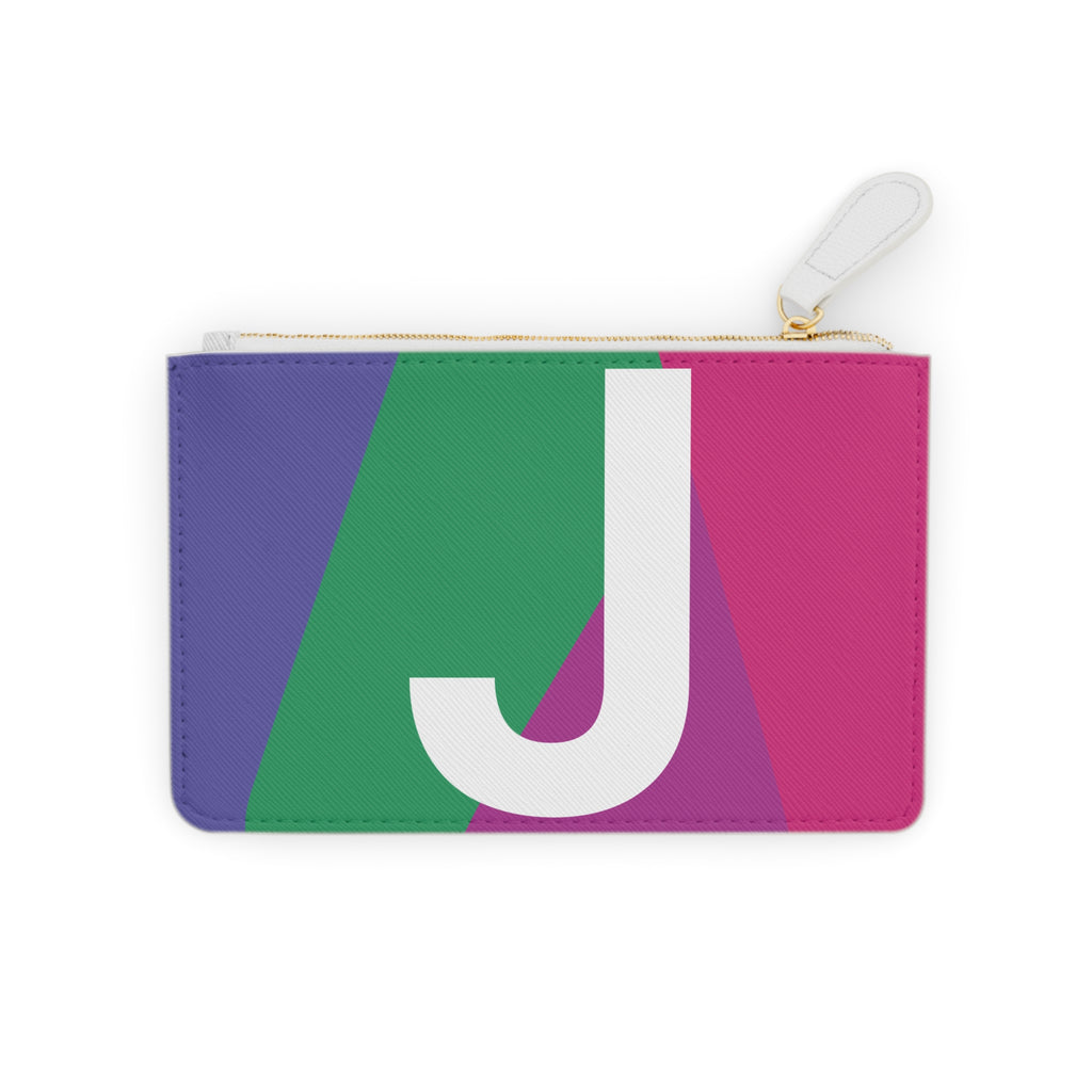 Initial J Mini Clutch — Colorblock Monogram Wristlet Wallet