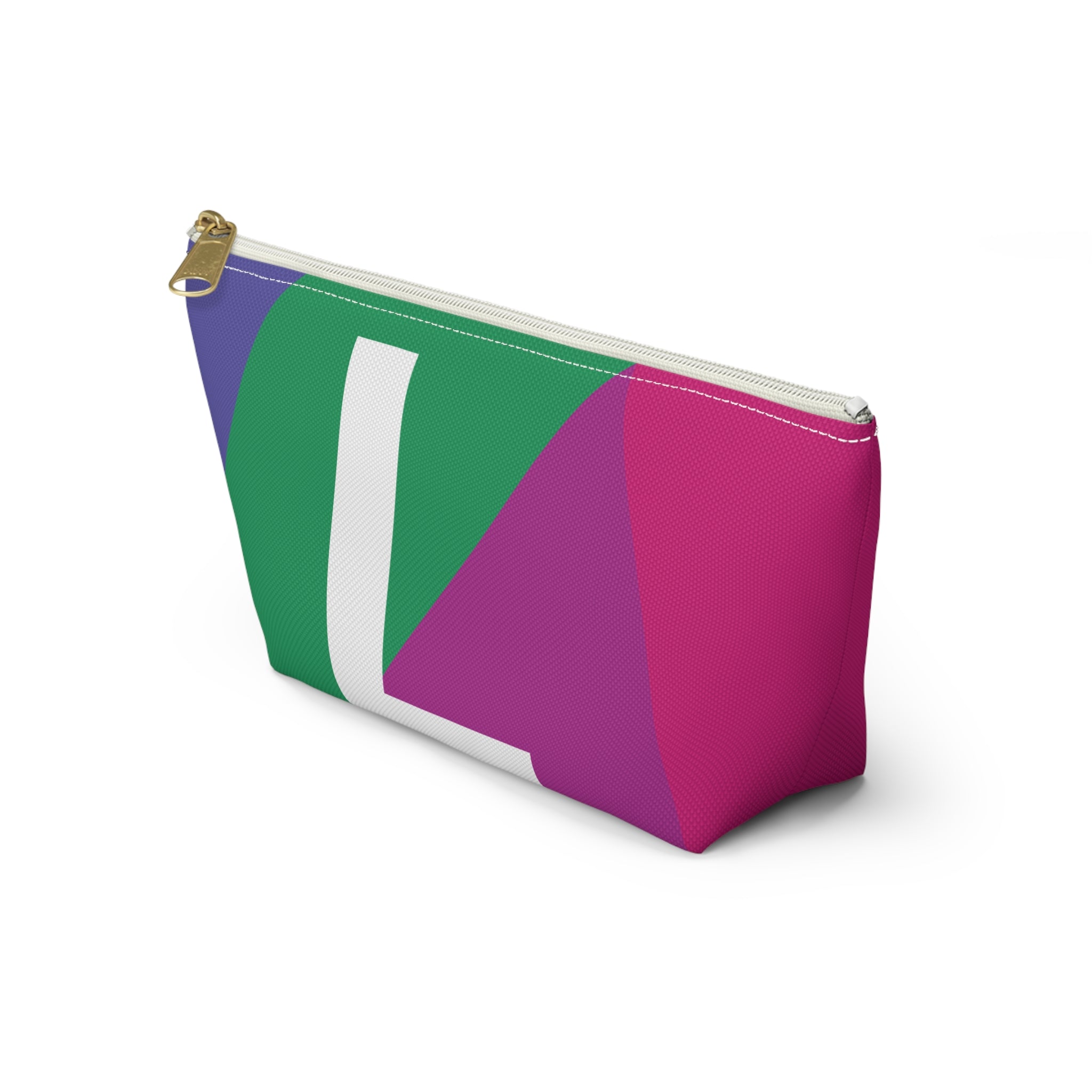 Initials Colorblock Accessory Pouch — Monogram L T-Bottom Cosmetic Bag