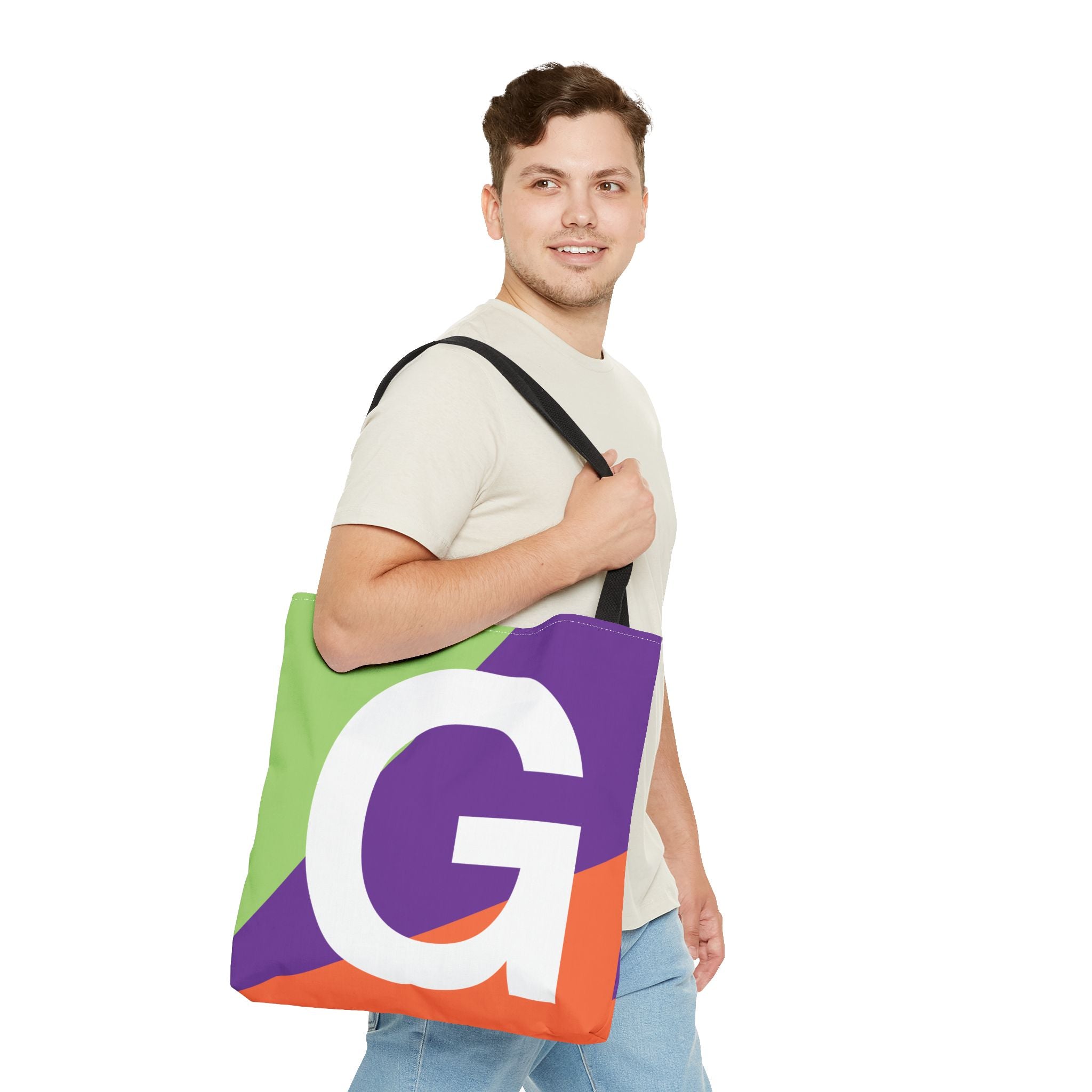 Monogram 'G' Colorblock Tote Bag — Personalized Initial G Shoulder Tote