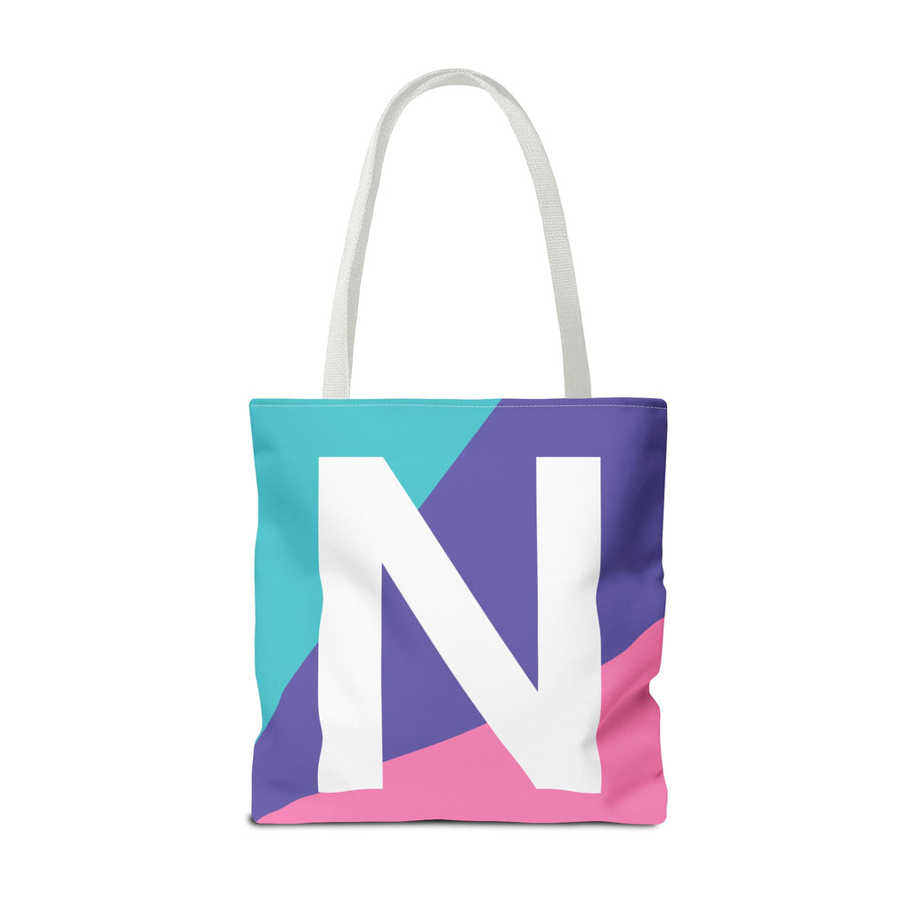 Monogram 'N' Colorblock Tote Bag — Personalized Initial N Shoulder Tote