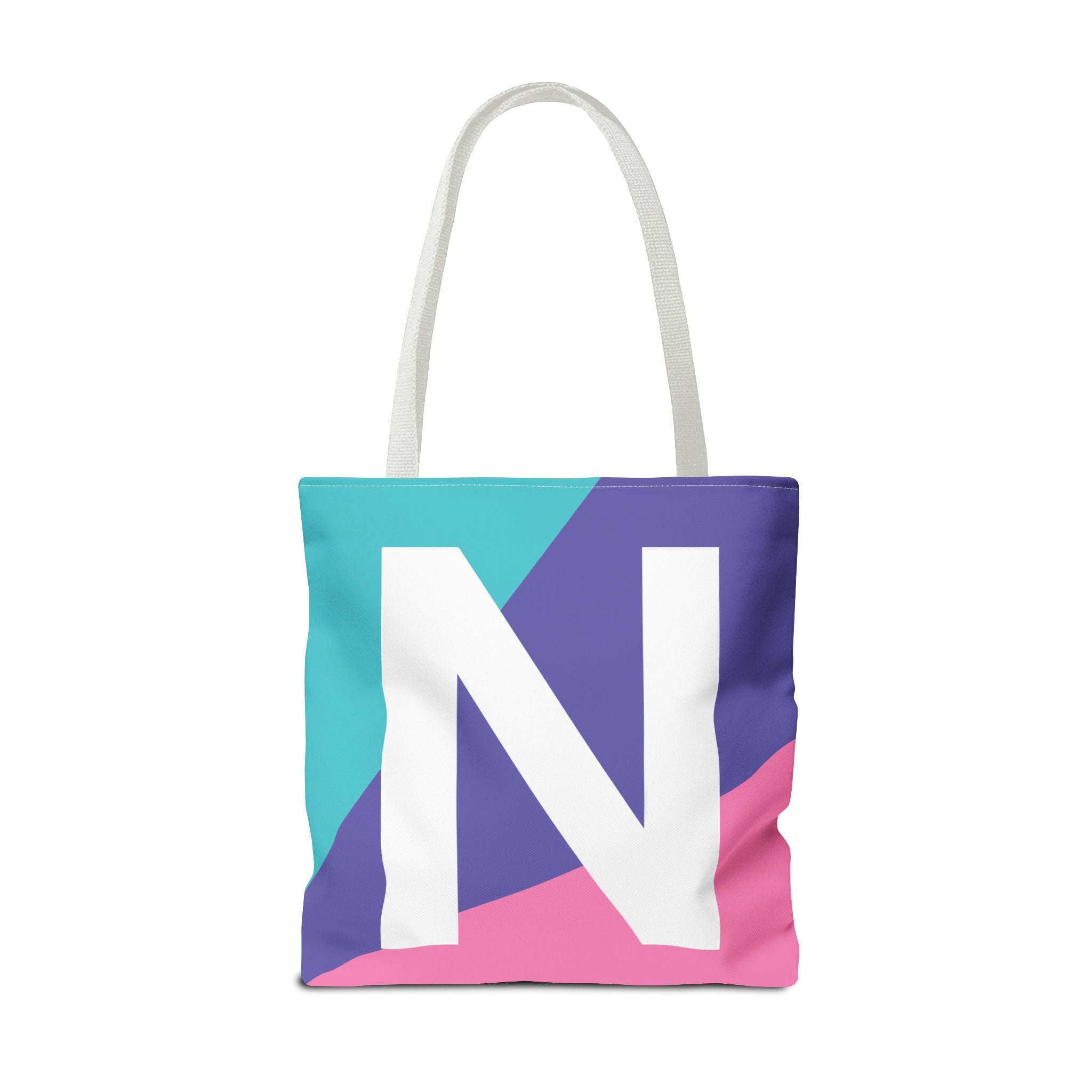 Monogram 'N' Colorblock Tote Bag — Personalized Initial N Shoulder Tote