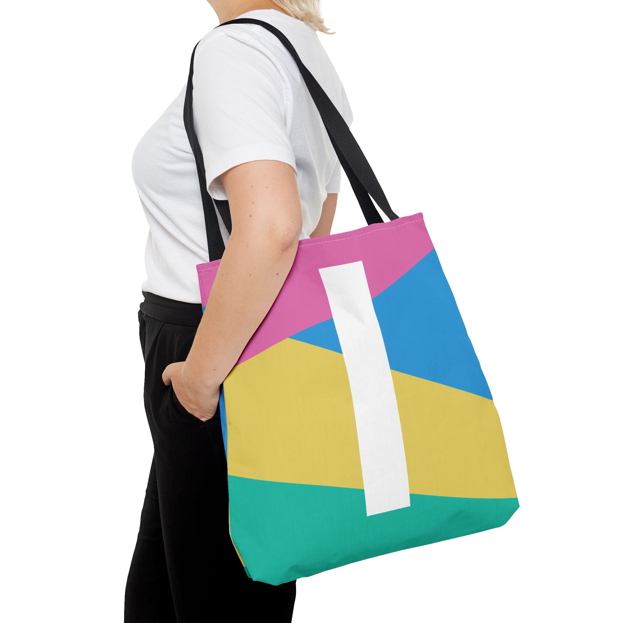 Monogram 'I' Colorblock Tote Bag — Personalized Initial I Shoulder Tote