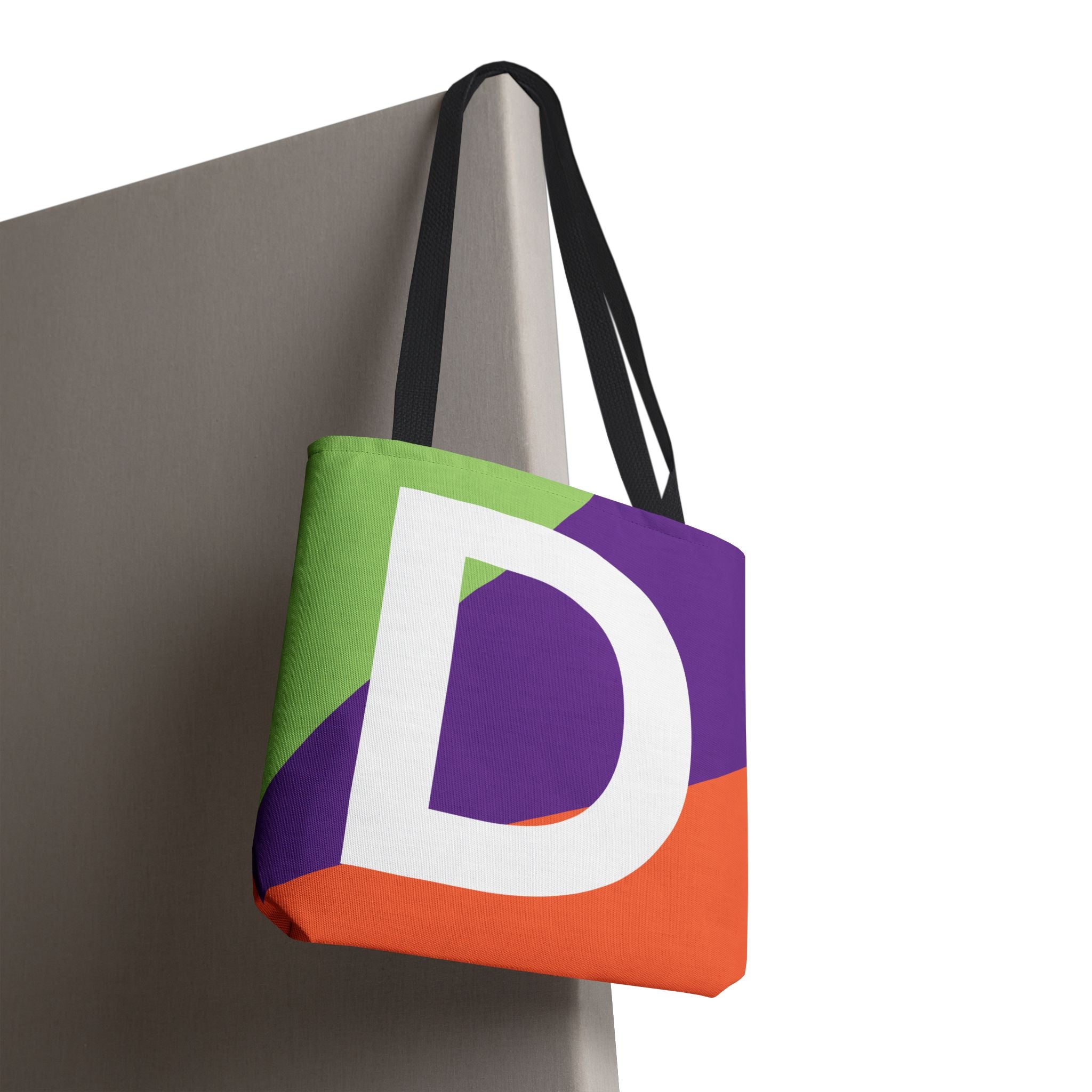 Monogram 'D' Colorblock Tote Bag — Personalized Initial D Shoulder Tote