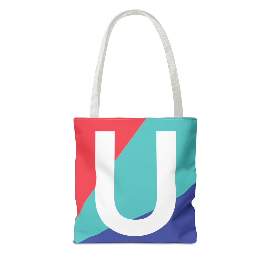 Monogram 'U' Colorblock Tote Bag — Personalized Initial U Shoulder Tote