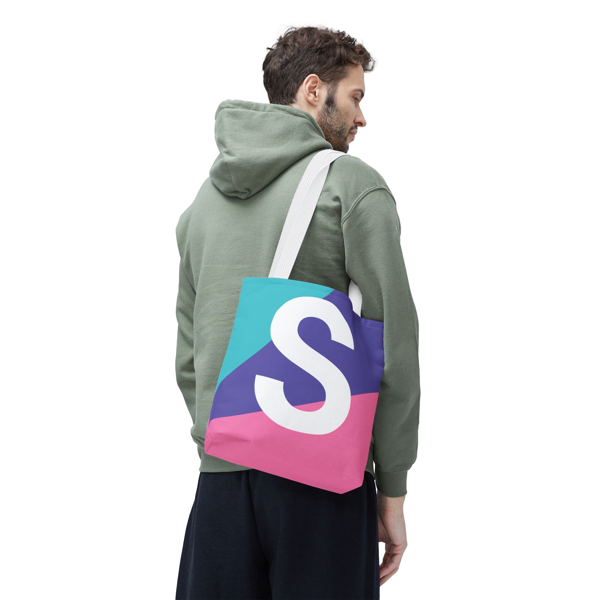 Monogram 'S' Colorblock Tote Bag — Personalized Initial S Shoulder Tote