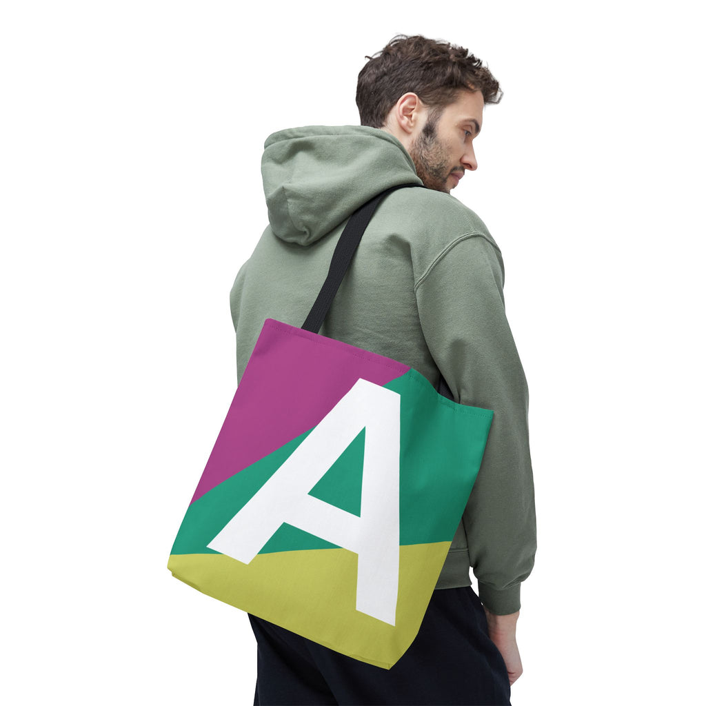 Monogram 'A' Colorblock Tote Bag — Personalized Initial A Shoulder Tote