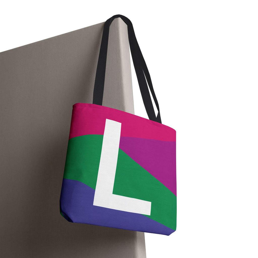 Monogram 'L' Colorblock Tote Bag — Personalized Initial L Shoulder Tote