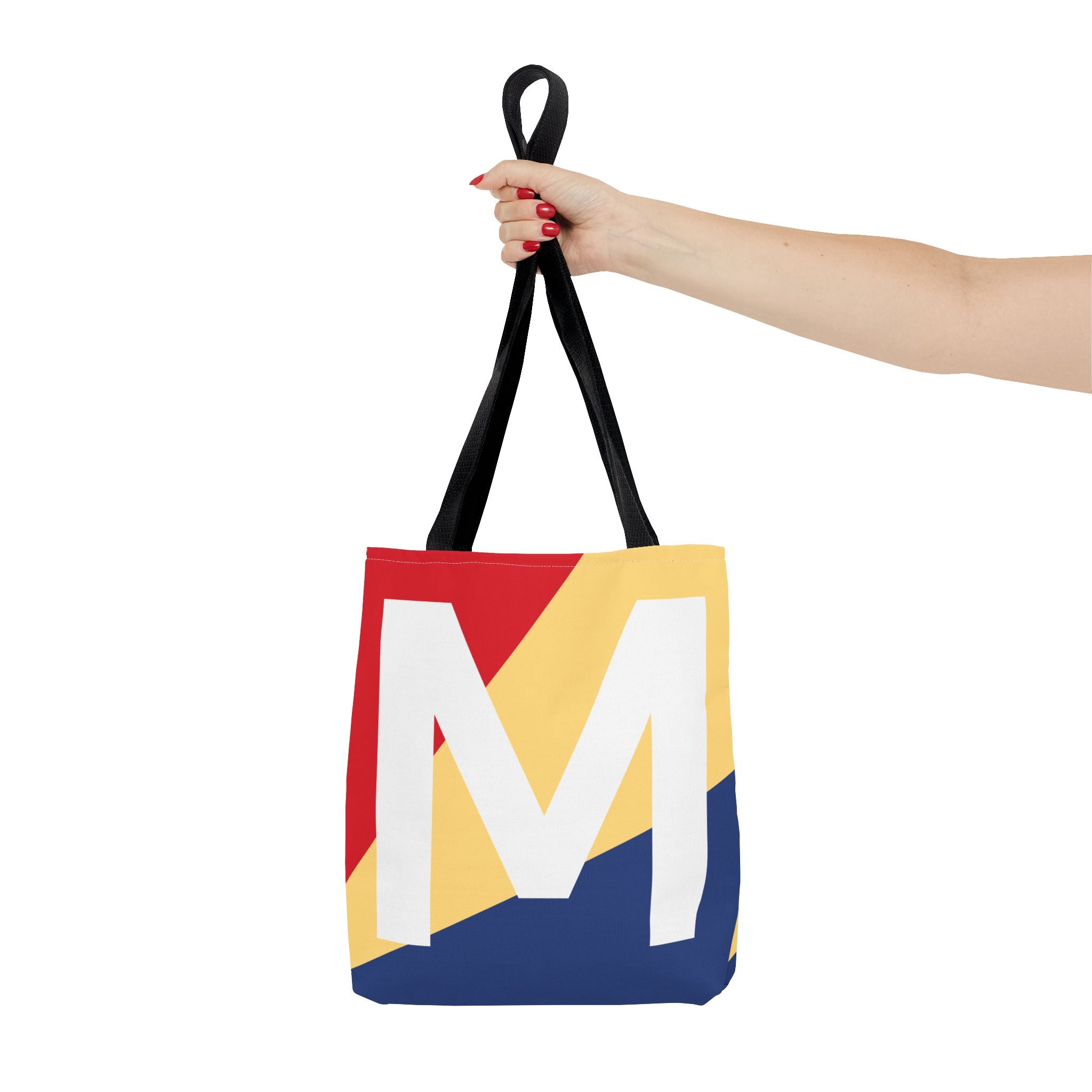 Monogram 'M' Colorblock Tote Bag — Personalized Initial M Shoulder Tote