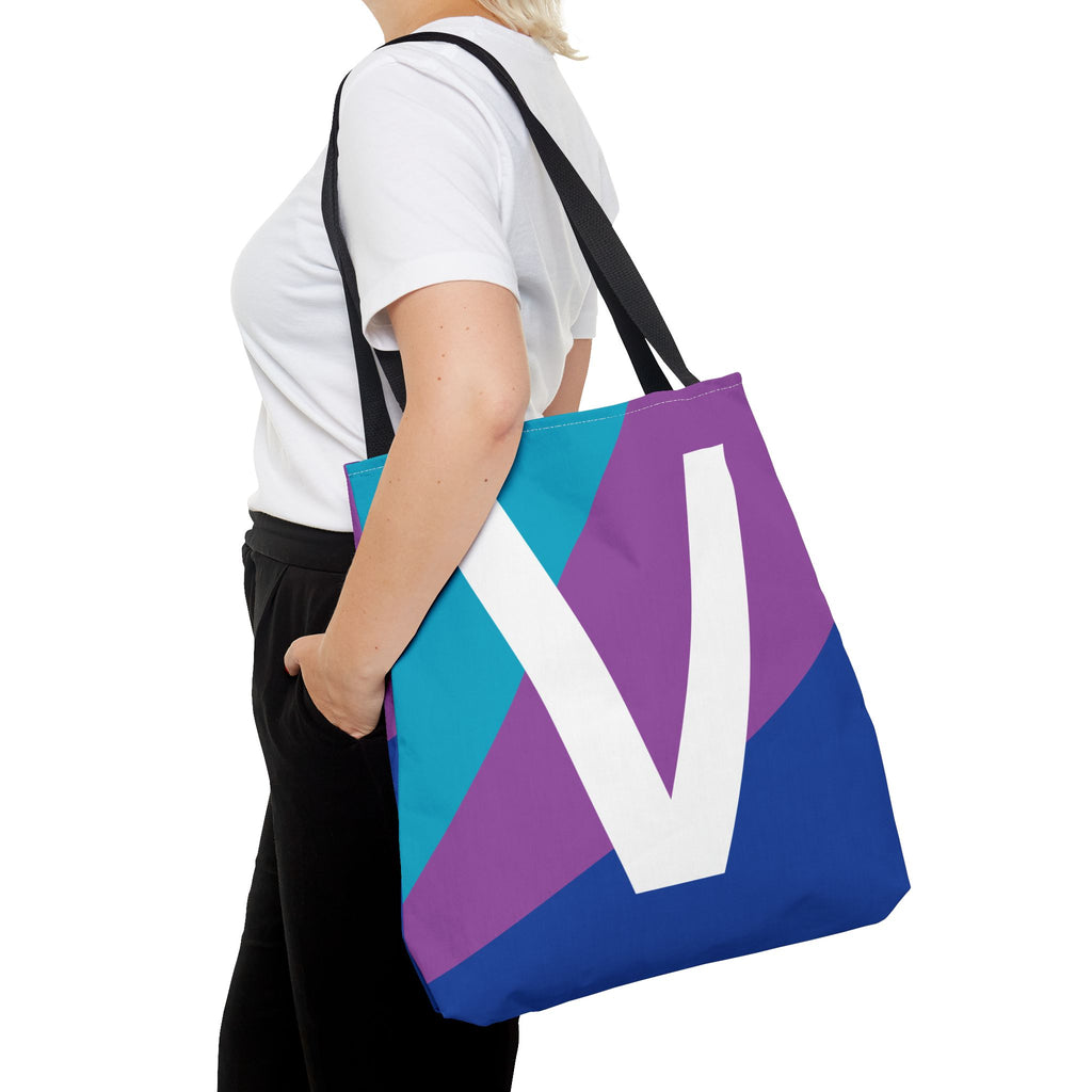 Monogram 'V' Colorblock Tote Bag — Personalized Initial V Shoulder Tote
