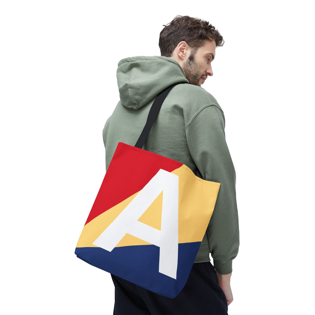 Monogram 'A' Colorblock Tote Bag — Personalized Initial A Shoulder Tote